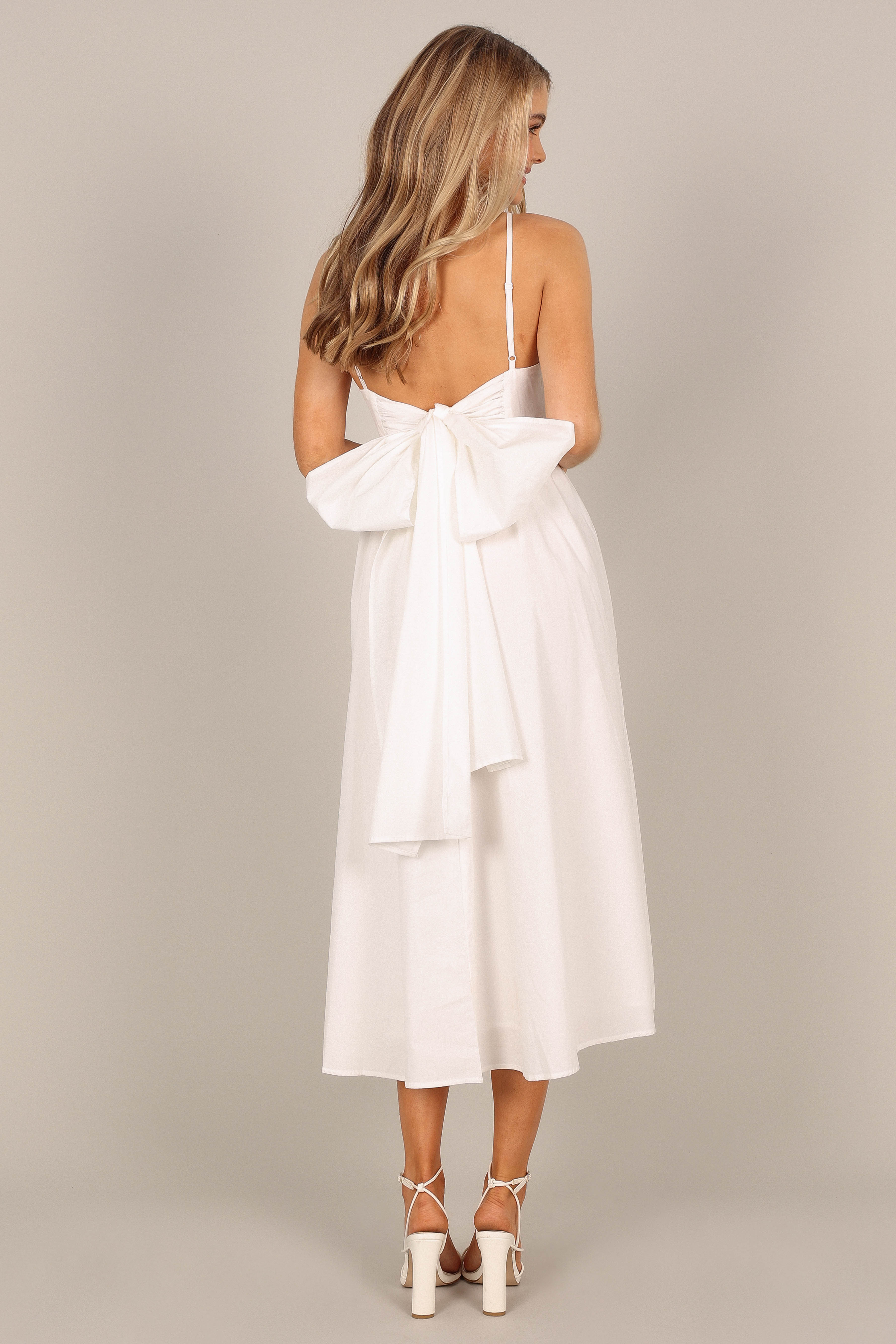 Alice Bow Back Midi Dress - White - Image 7
