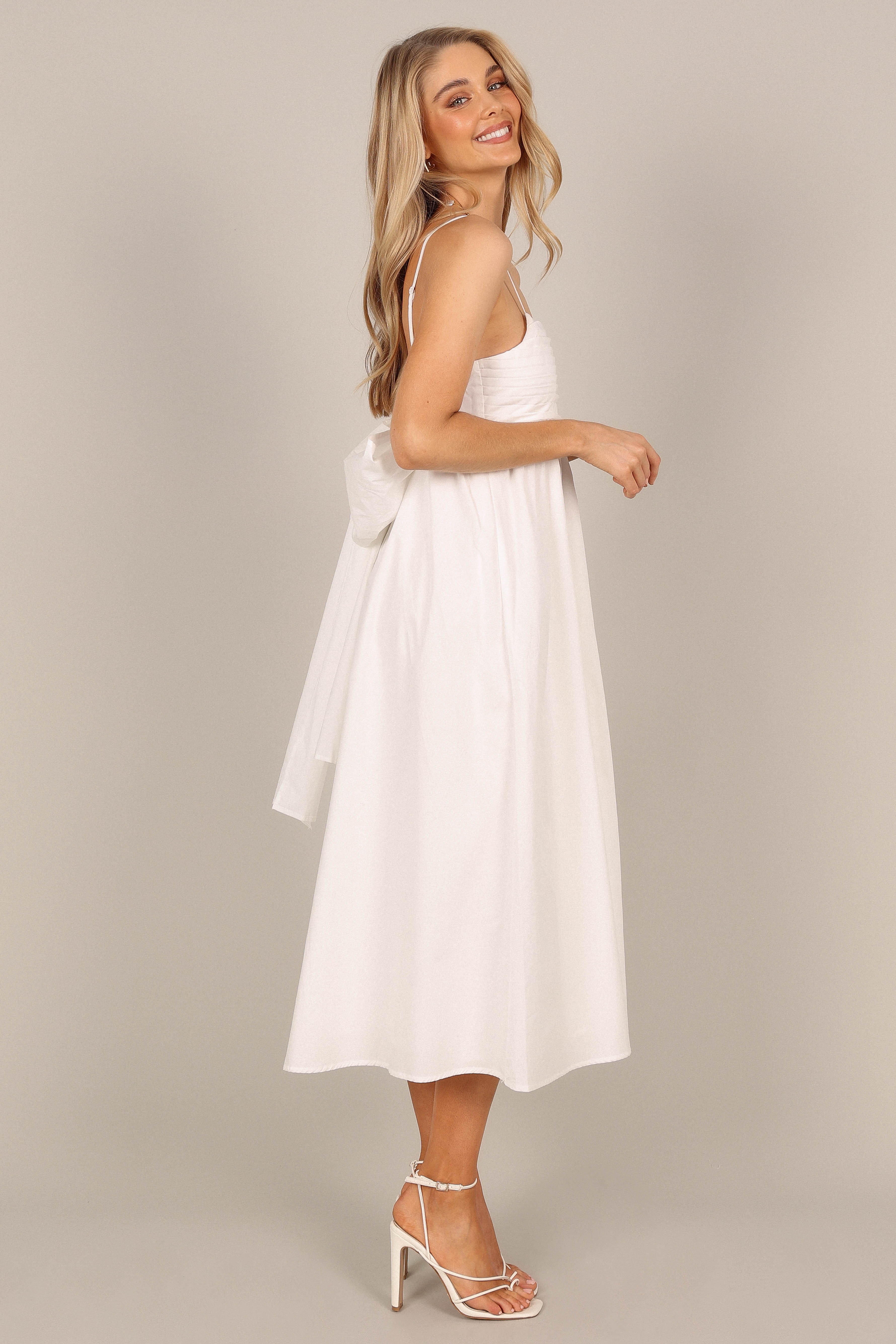 Alice Bow Back Midi Dress - White - Image 8