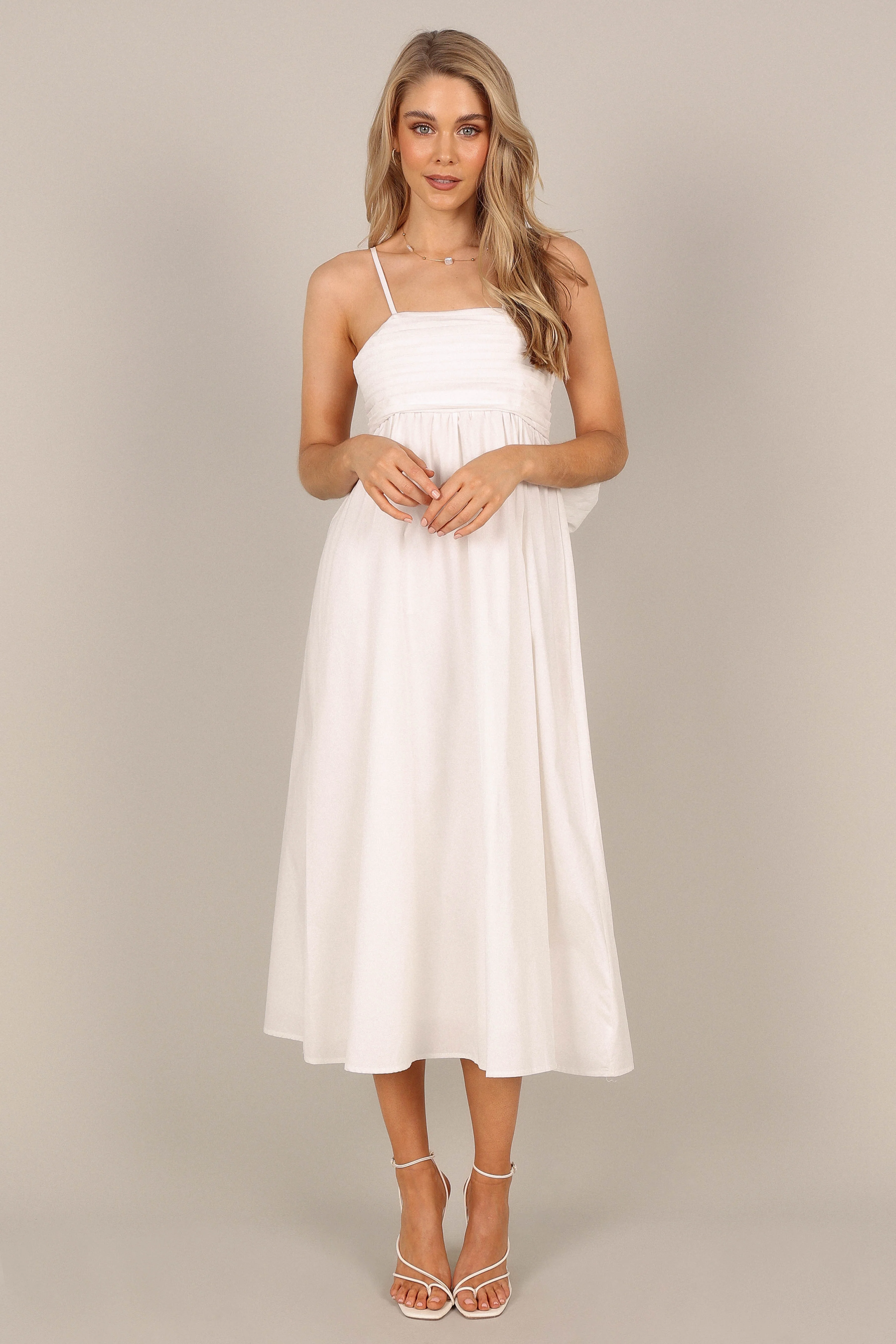 Alice Bow Back Midi Dress - White - Image 9
