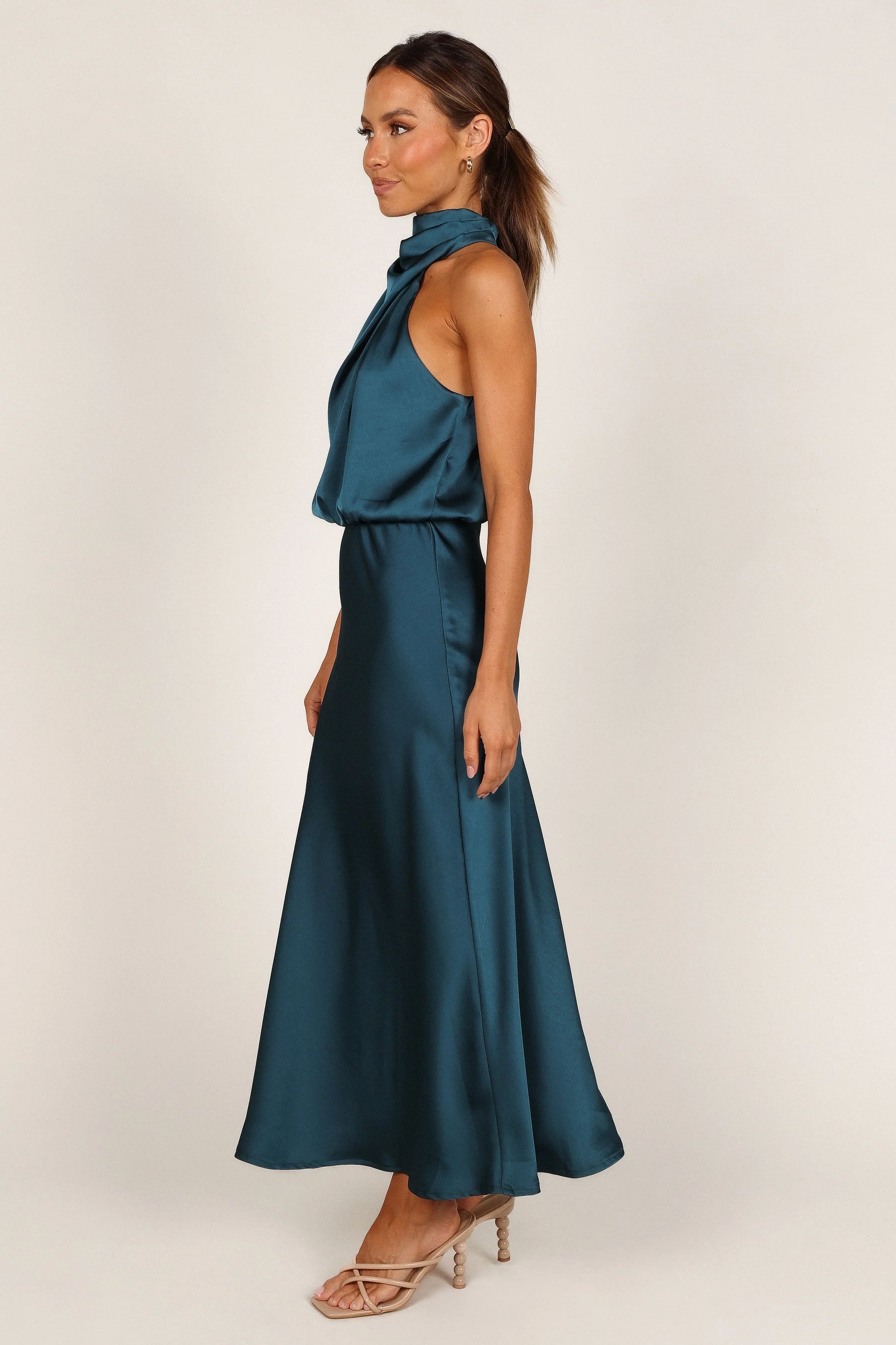 Anabelle Halter Neck Midi Dress - Teal - Image 6