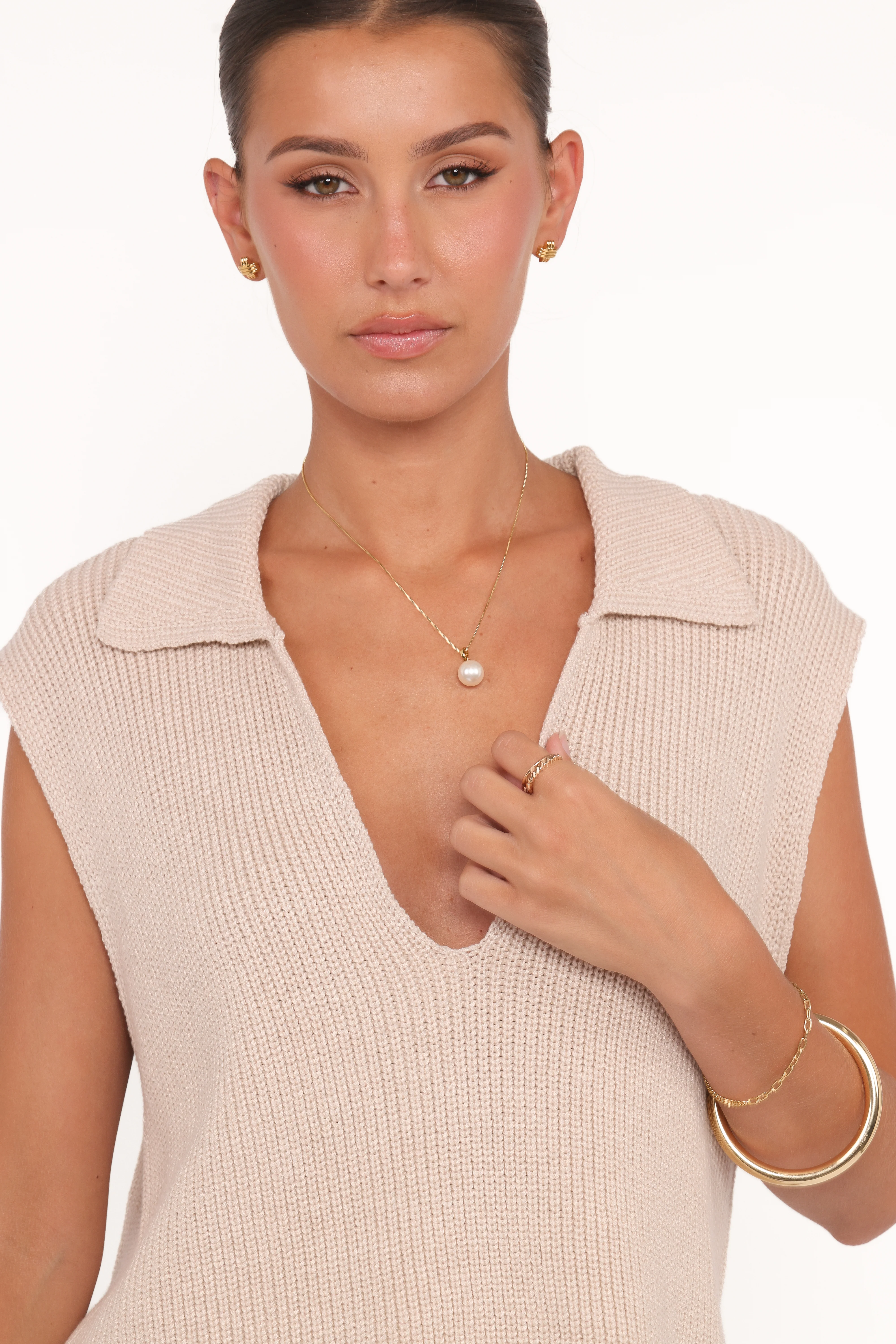 Asha Knitted Top - Beige - Image 3