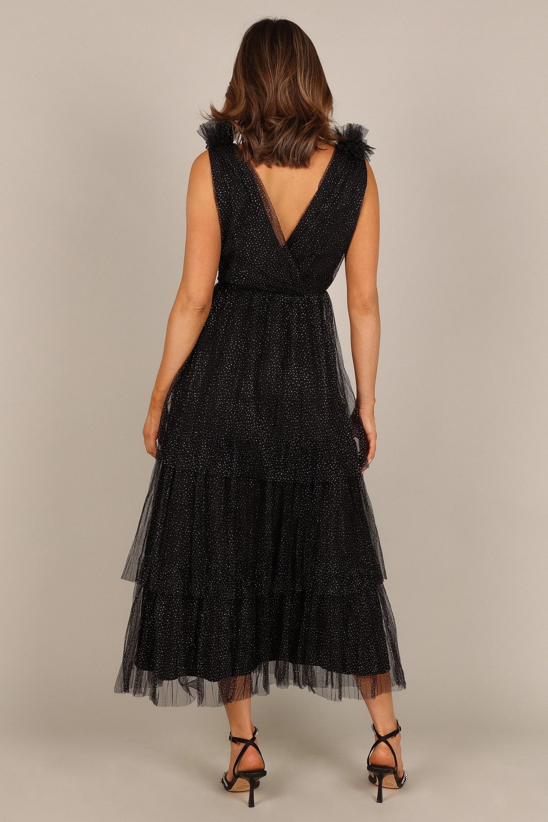 Asteria Tulle Tiered Maxi Dress - Black Sparkle - Image 6
