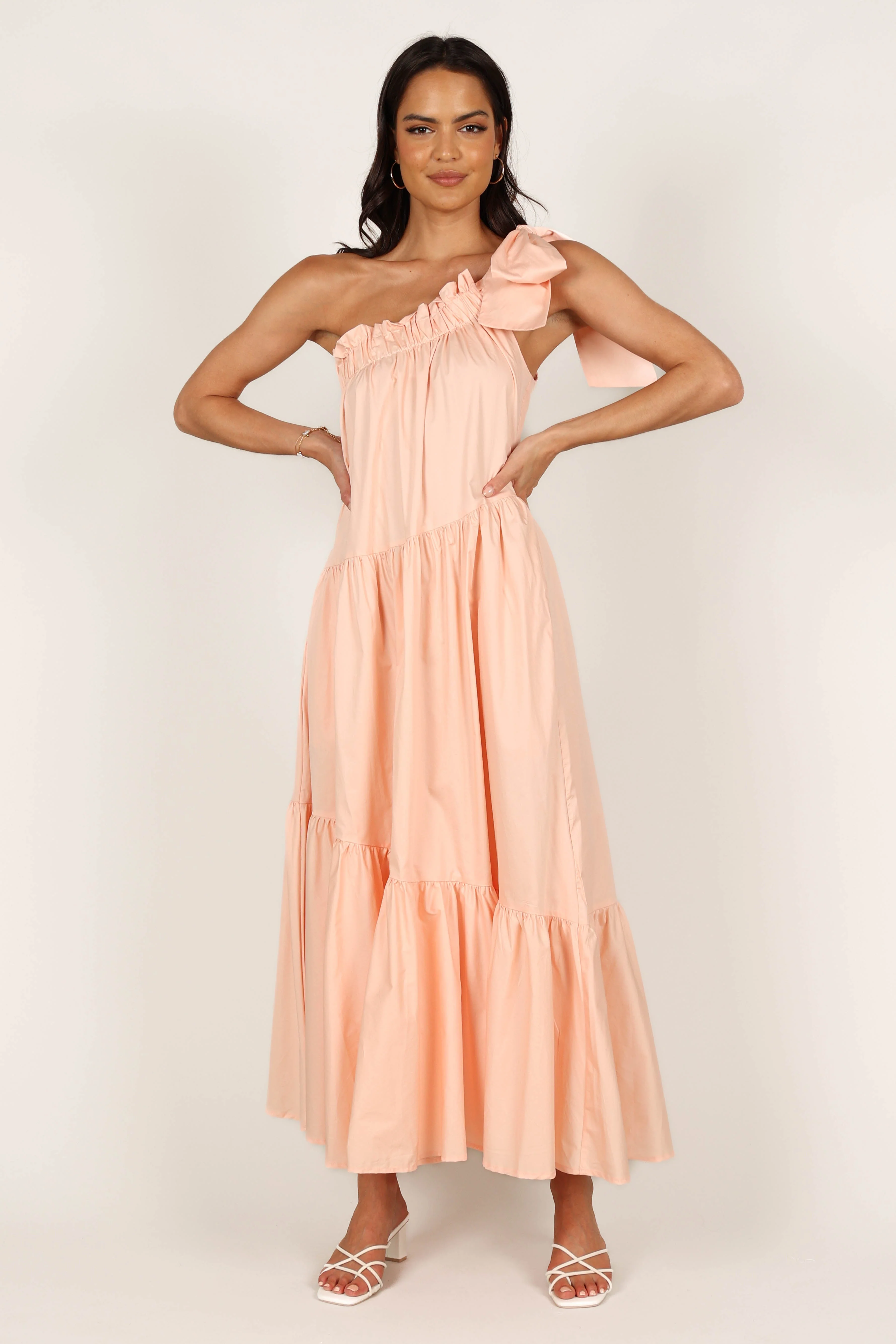Ava One Shoulder Maxi Dress - Peach - Image 5