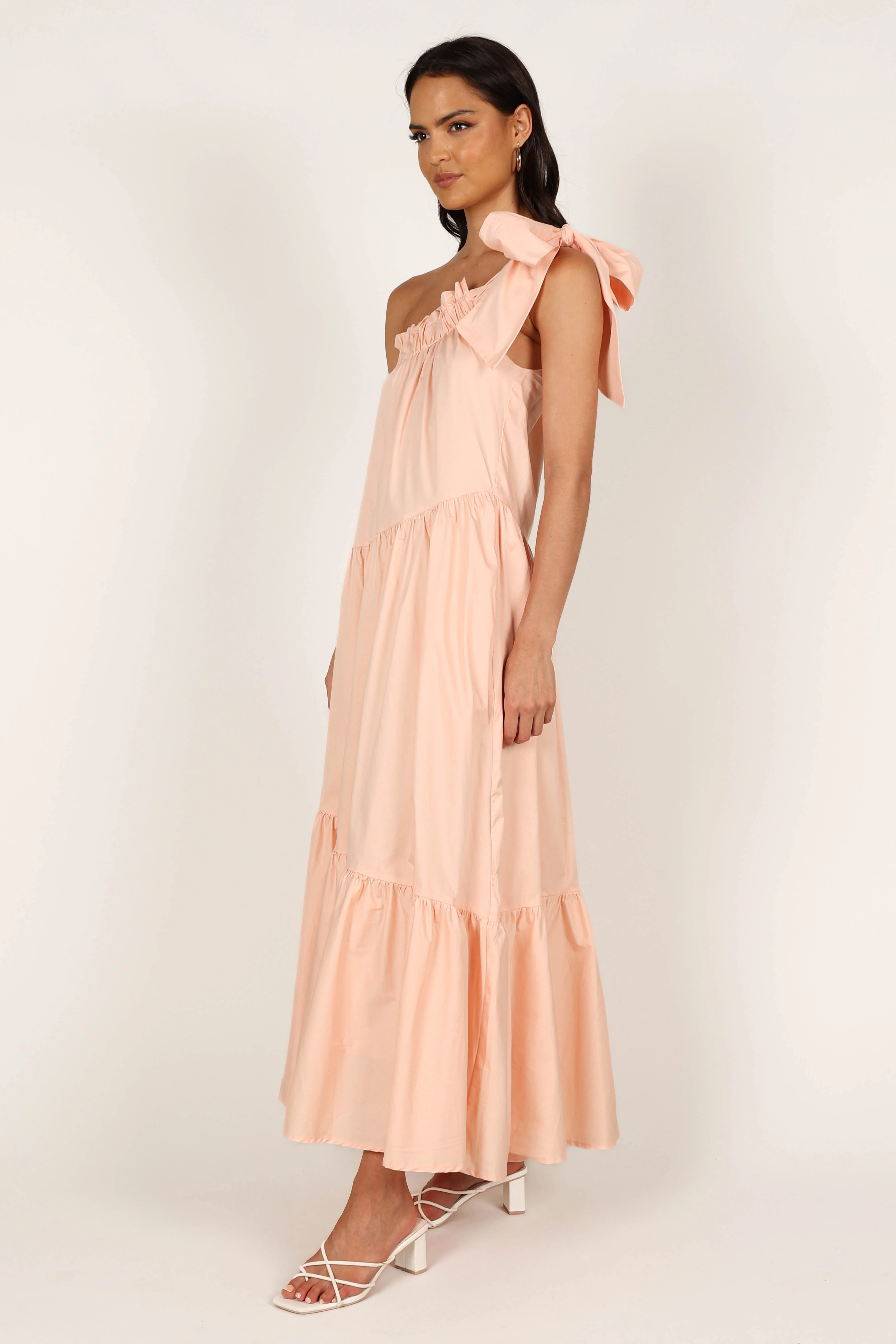 Ava One Shoulder Maxi Dress - Peach - Image 7