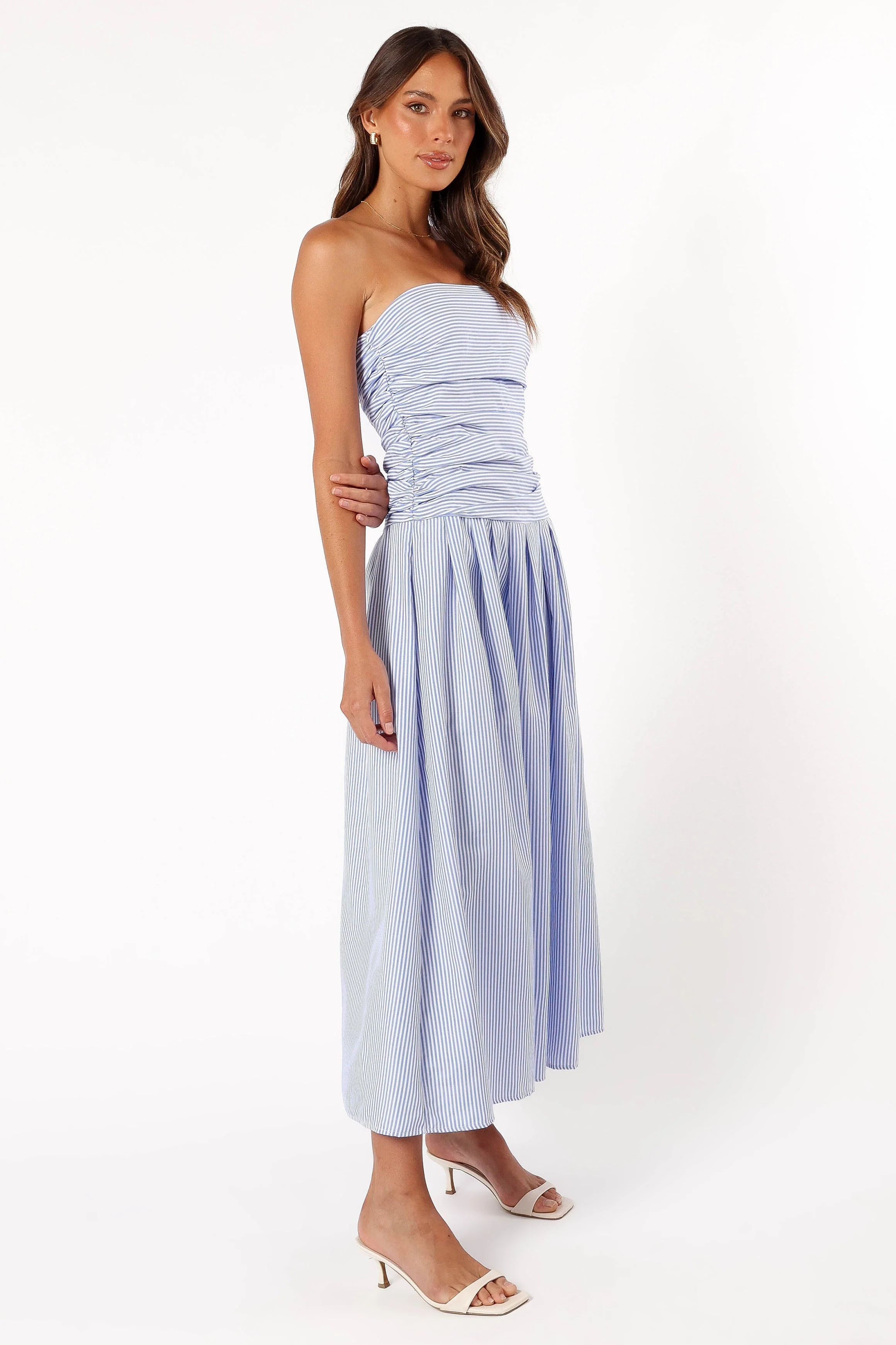 Avalee Strapless Maxi Dress - Blue Stripe - Image 3