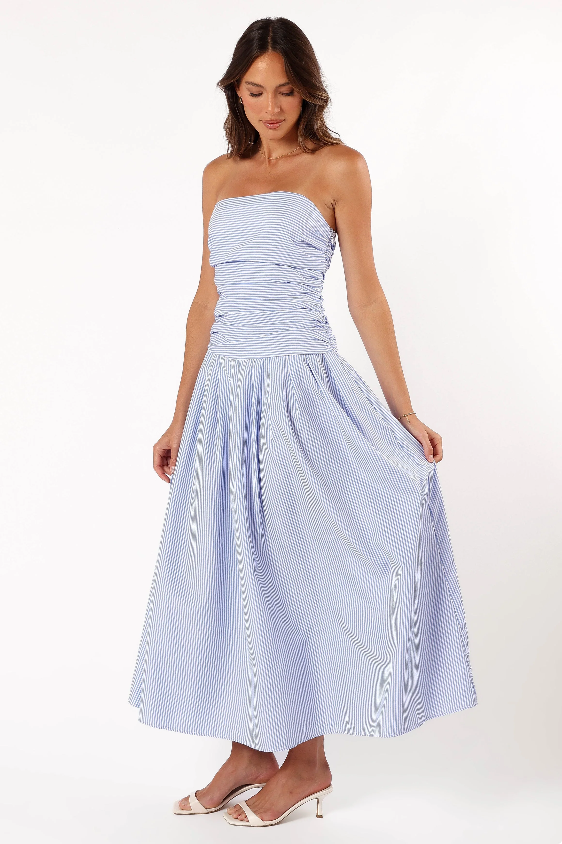 Avalee Strapless Maxi Dress - Blue Stripe - Image 5