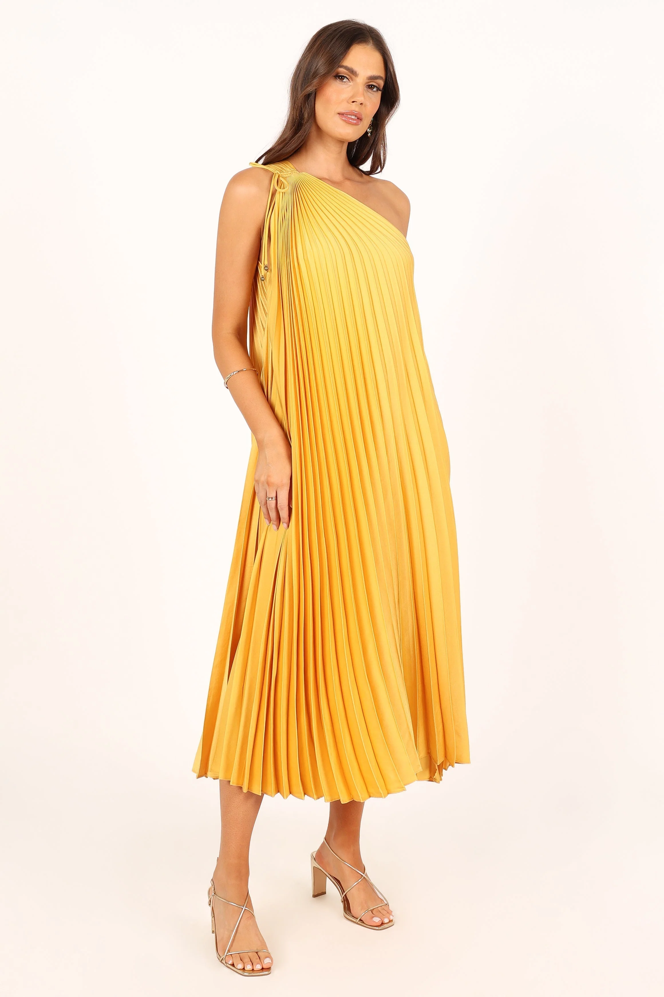 Cali One Shoulder Midi Dress - Saffron - Image 8