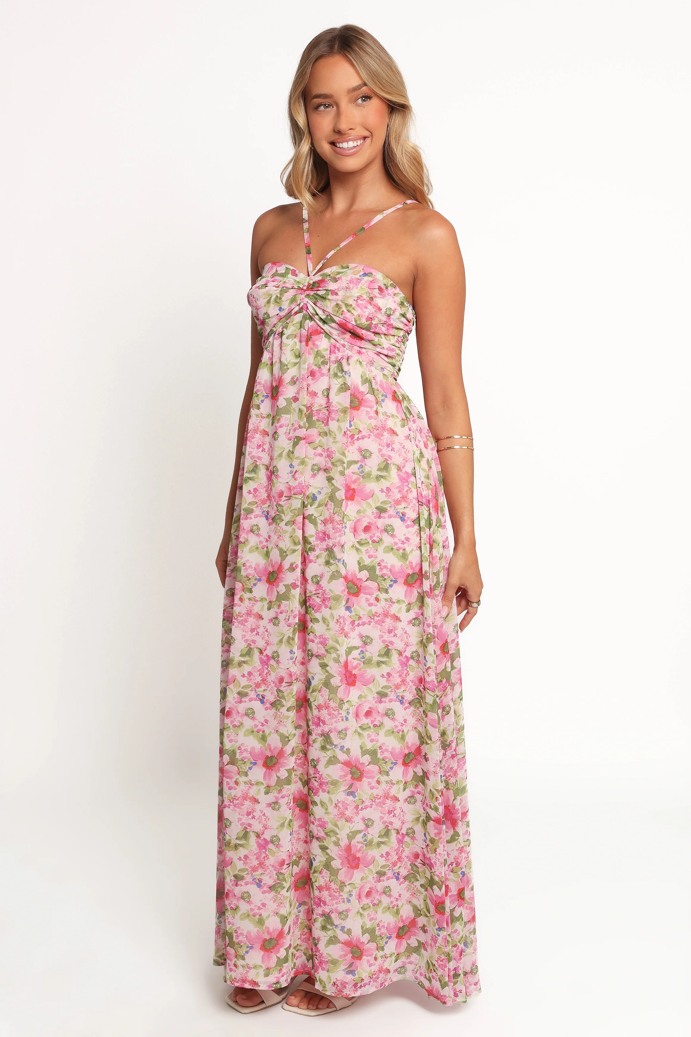 Cascade Halterneck Maxi Dress - Carmine Rose - Image 3