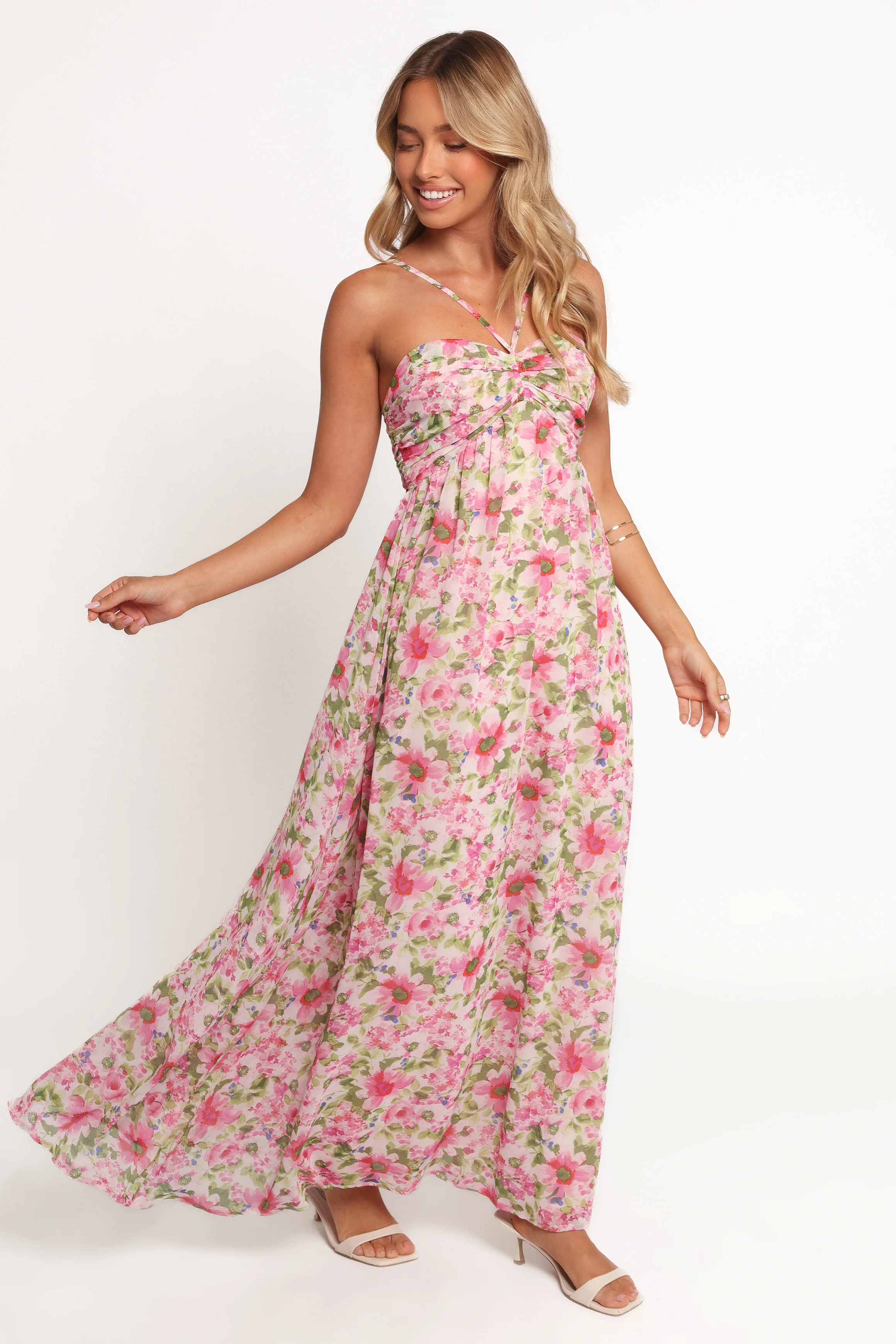 Cascade Halterneck Maxi Dress - Carmine Rose - Image 5
