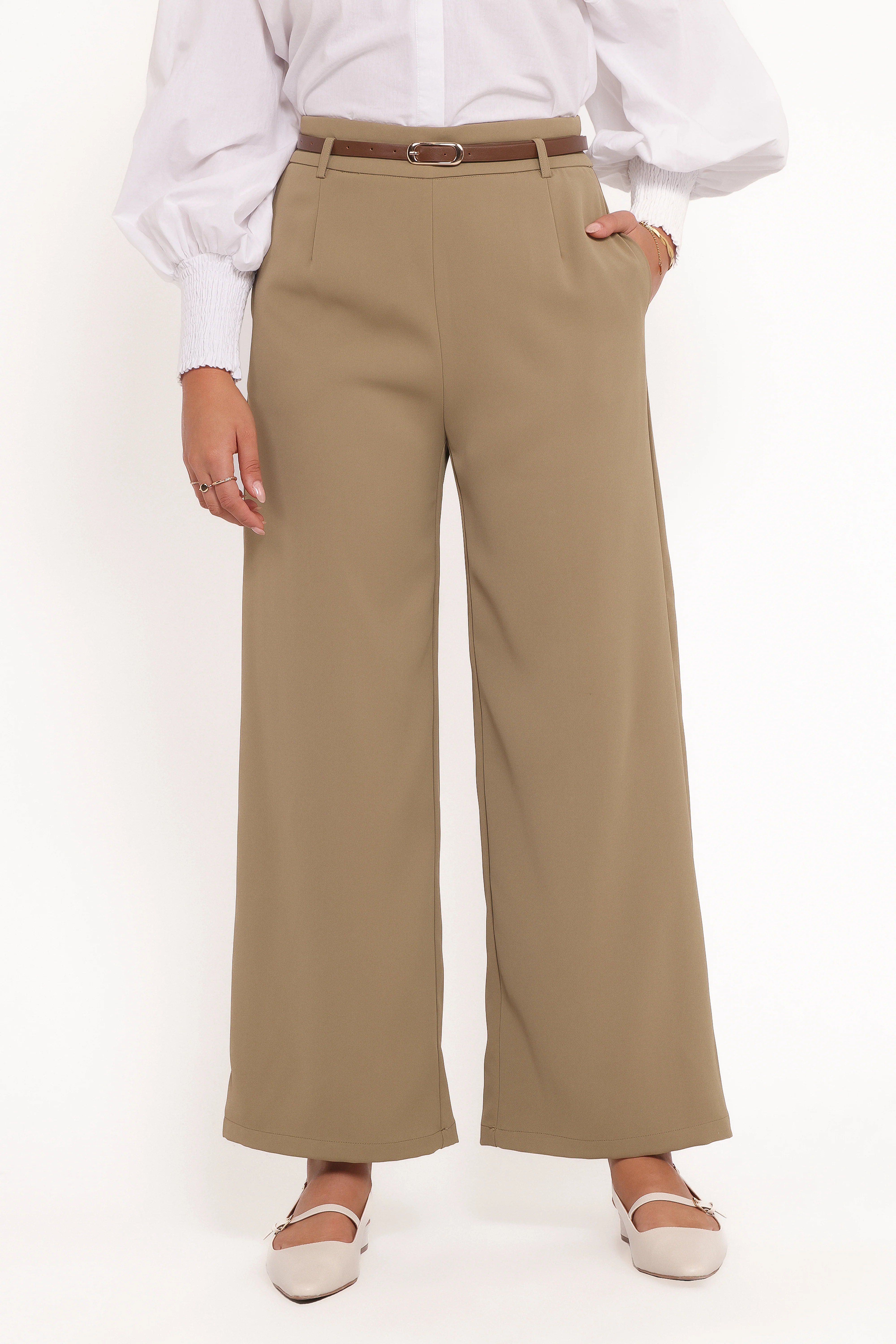 Ceres Belted Wide Leg Pant - Olive - Image 3
