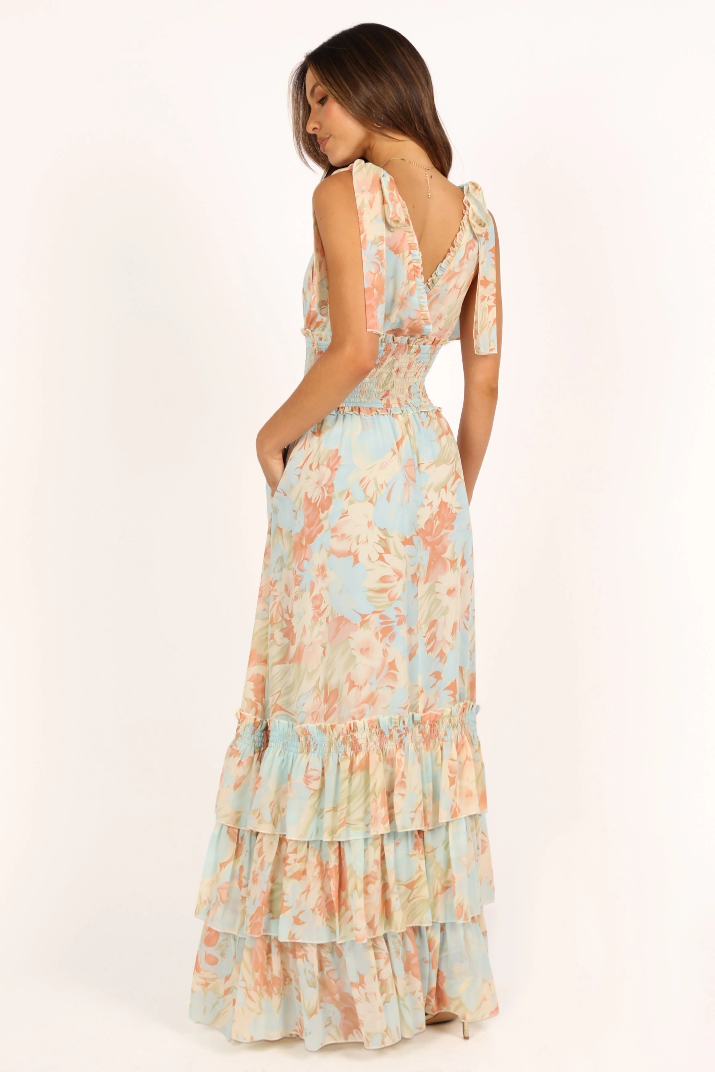 Christabel Tiered Maxi Dress - Blue Floral - Image 5
