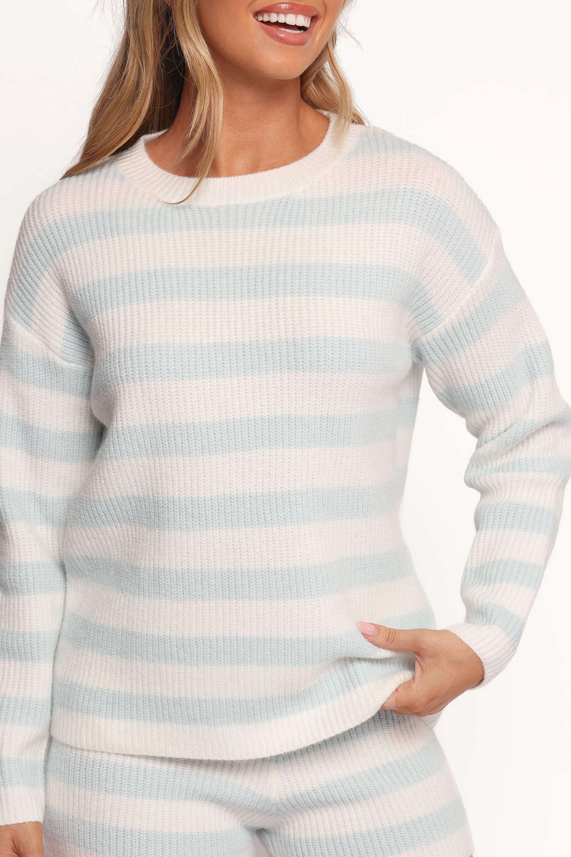 Ciaran Knitted Short Set - Cream Blue - Image 4