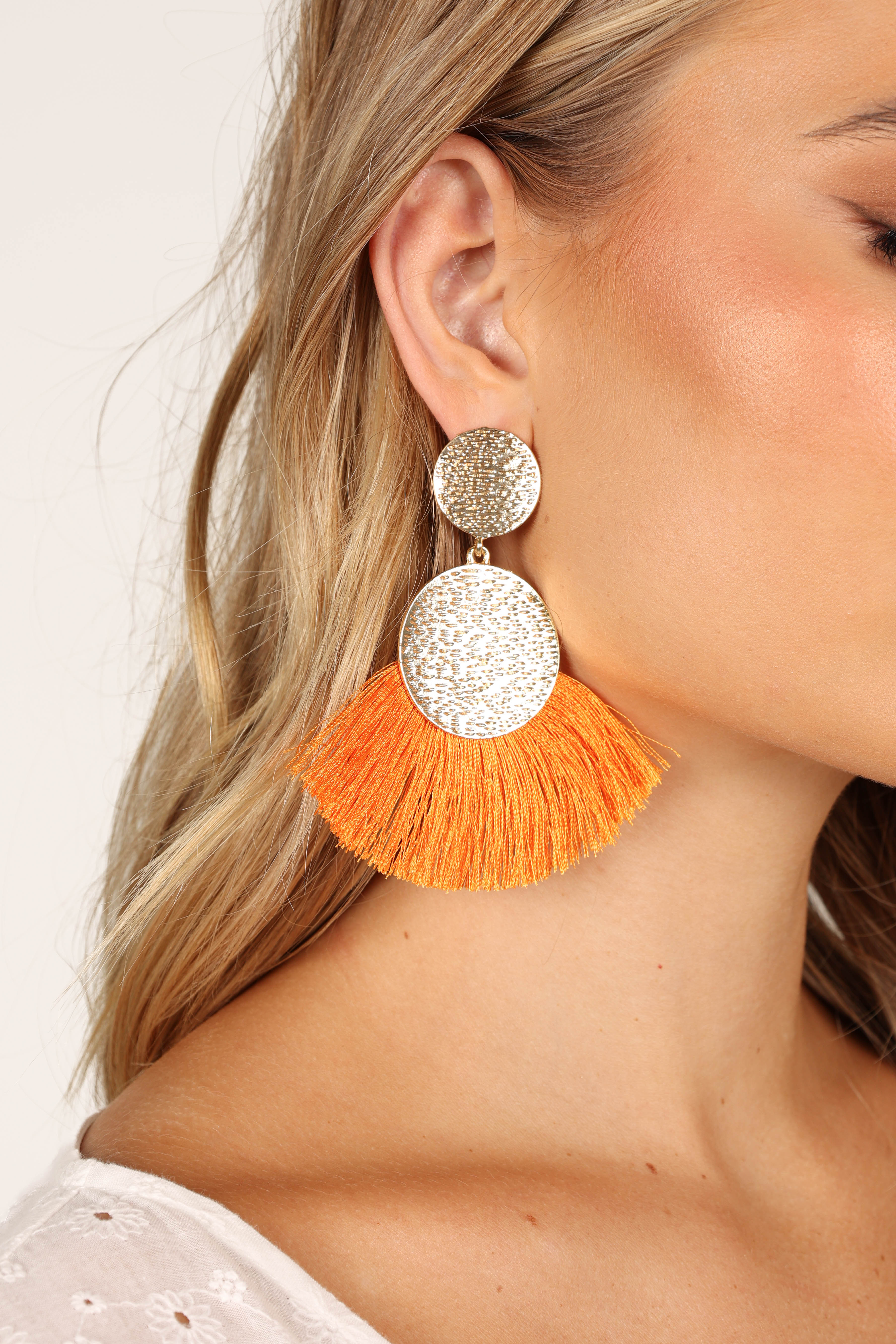 Eloise Tassel Earrings - Gold/Orange - Image 4