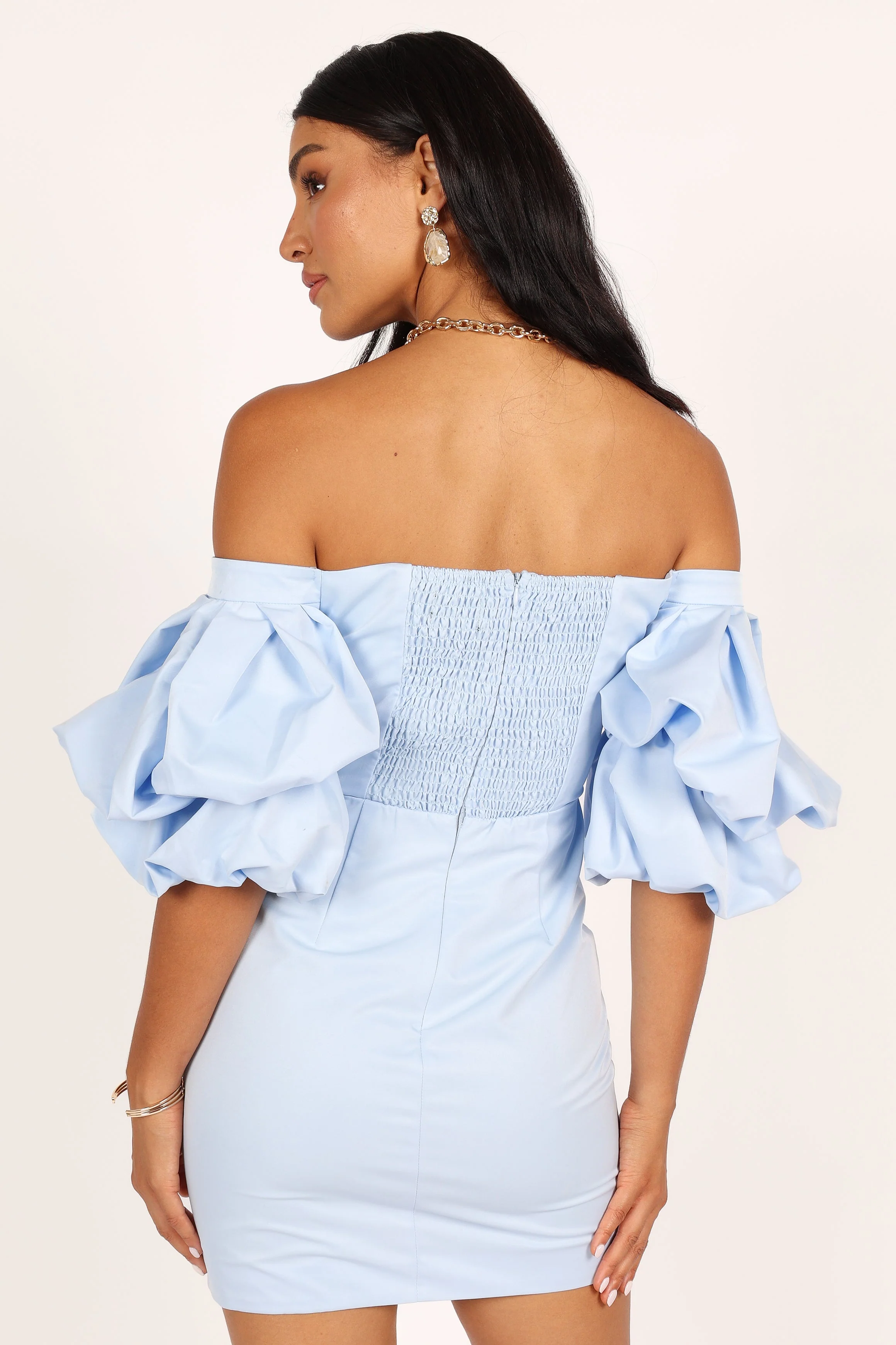 Fern Puff Sleeve Mini Dress - Icy Blue - Image 4