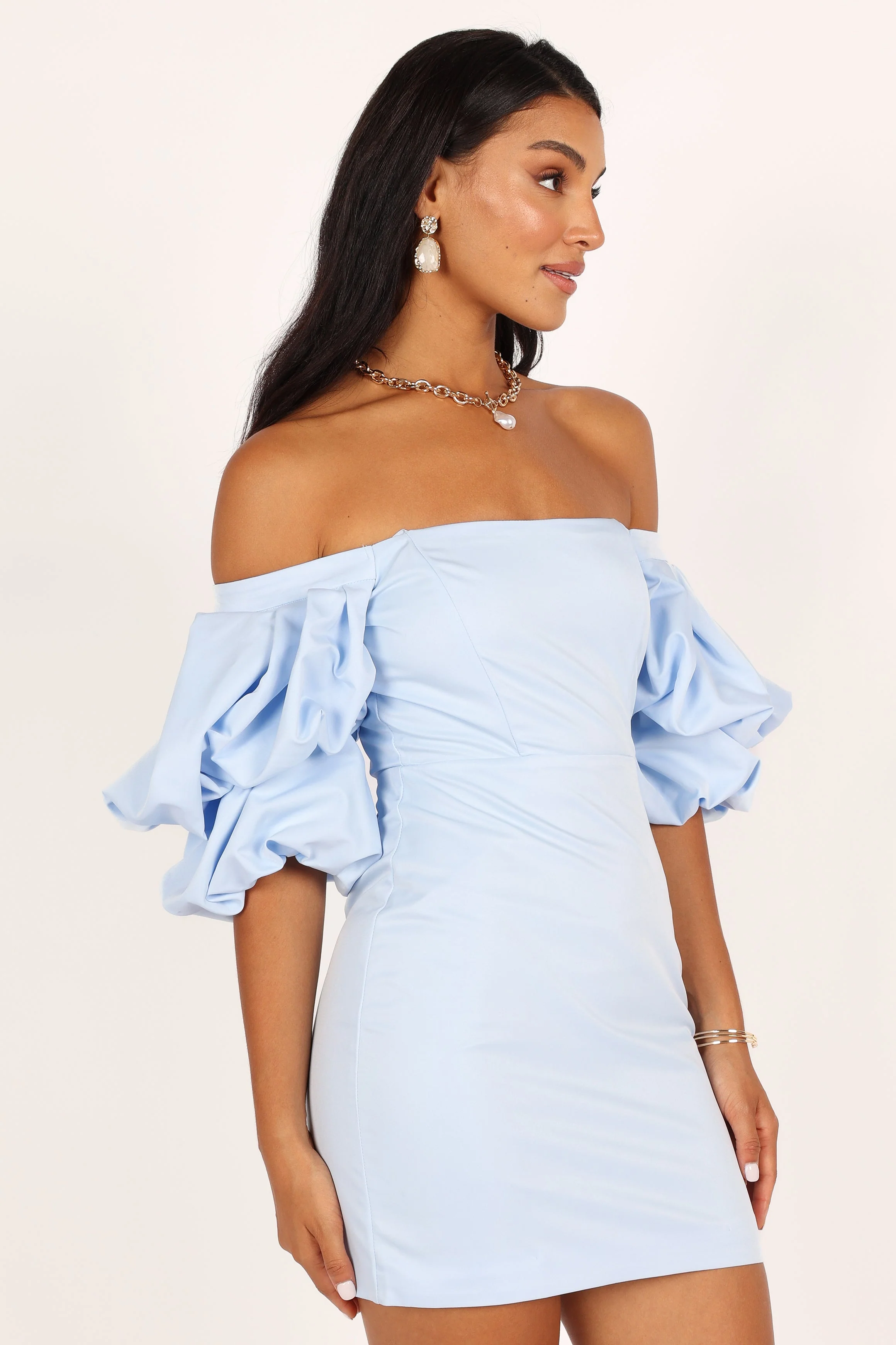 Fern Puff Sleeve Mini Dress - Icy Blue - Image 5