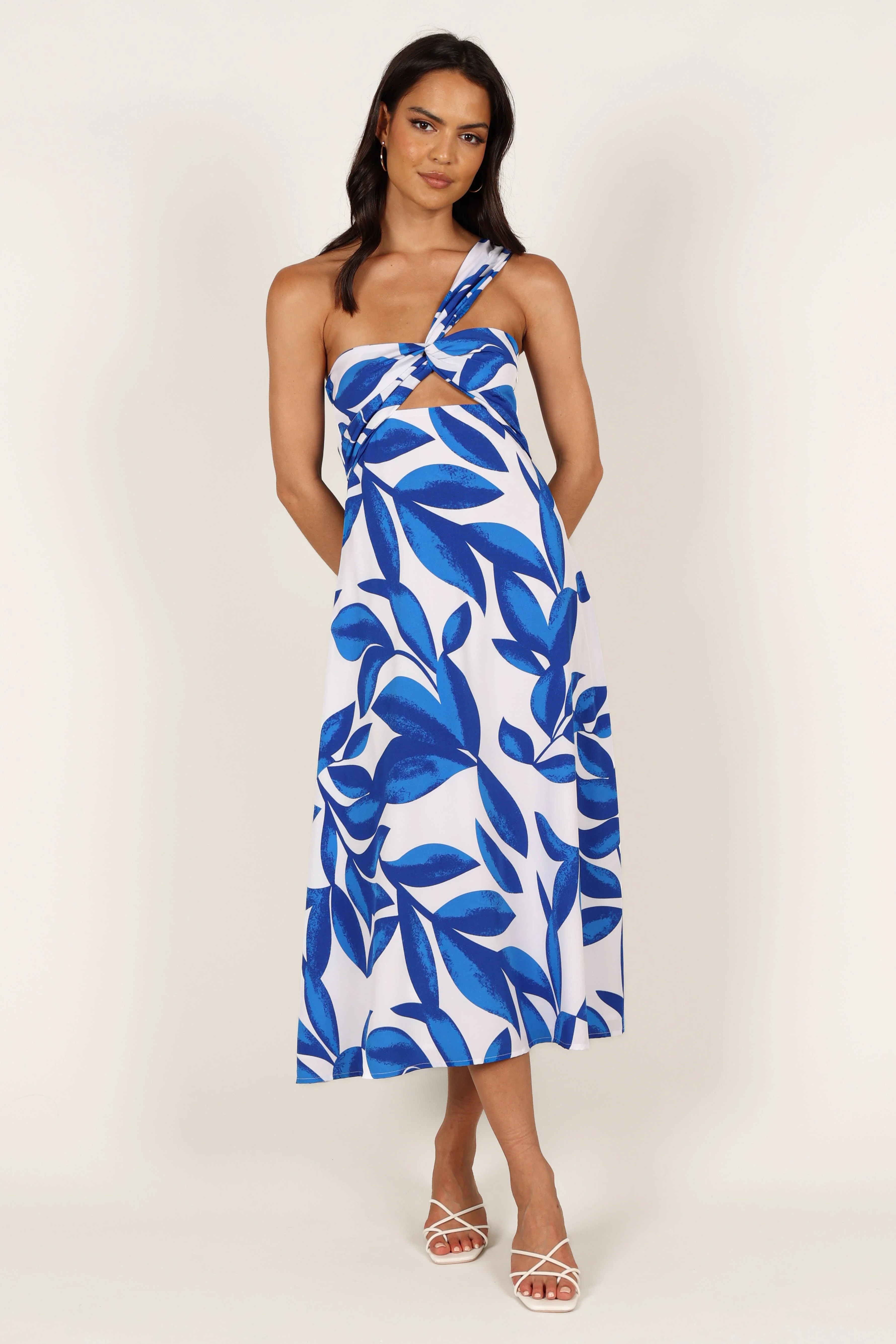 Freddie Midi Dress - White/Blue - Image 4