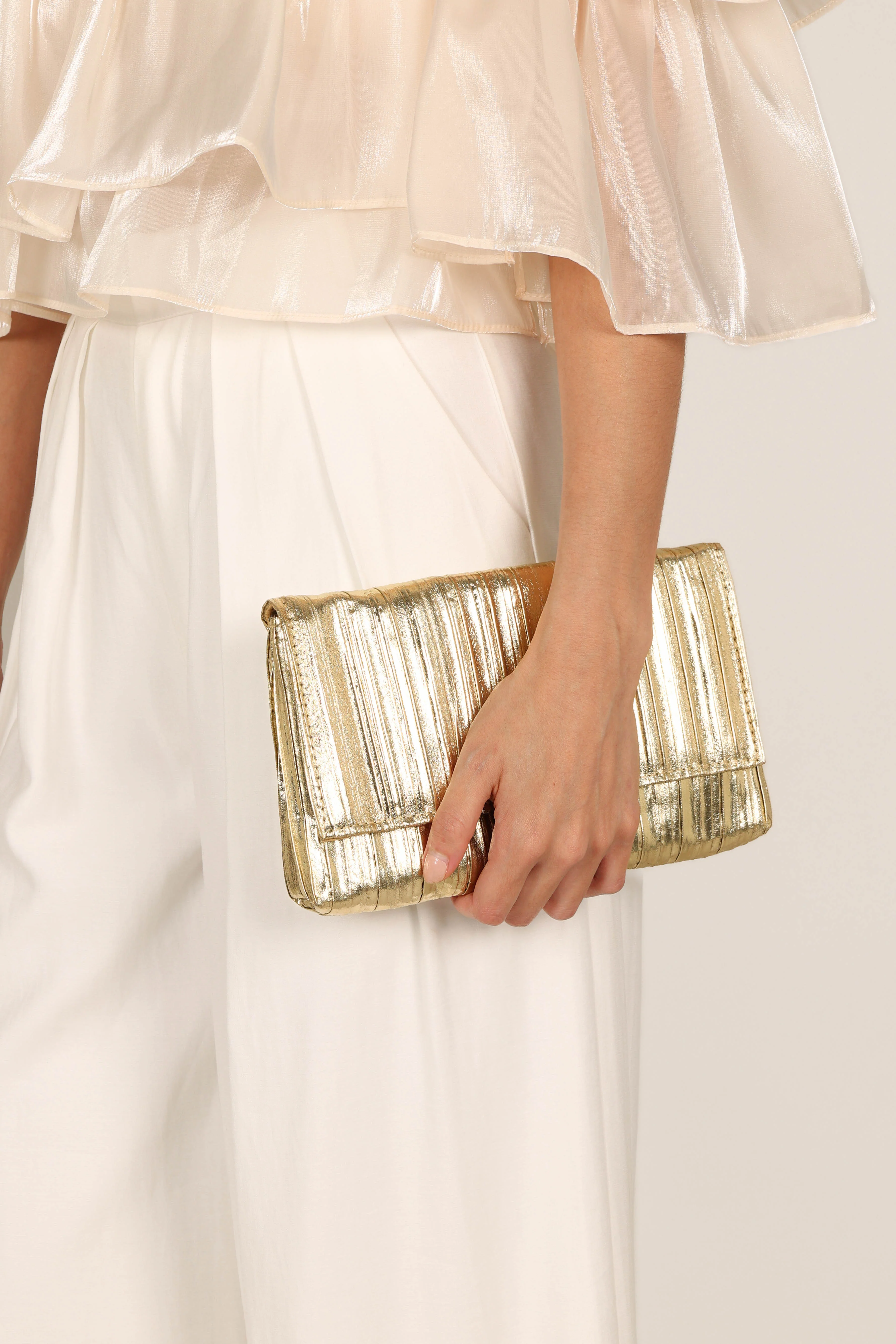 Gemma Ruched Clutch - Gold - Image 3