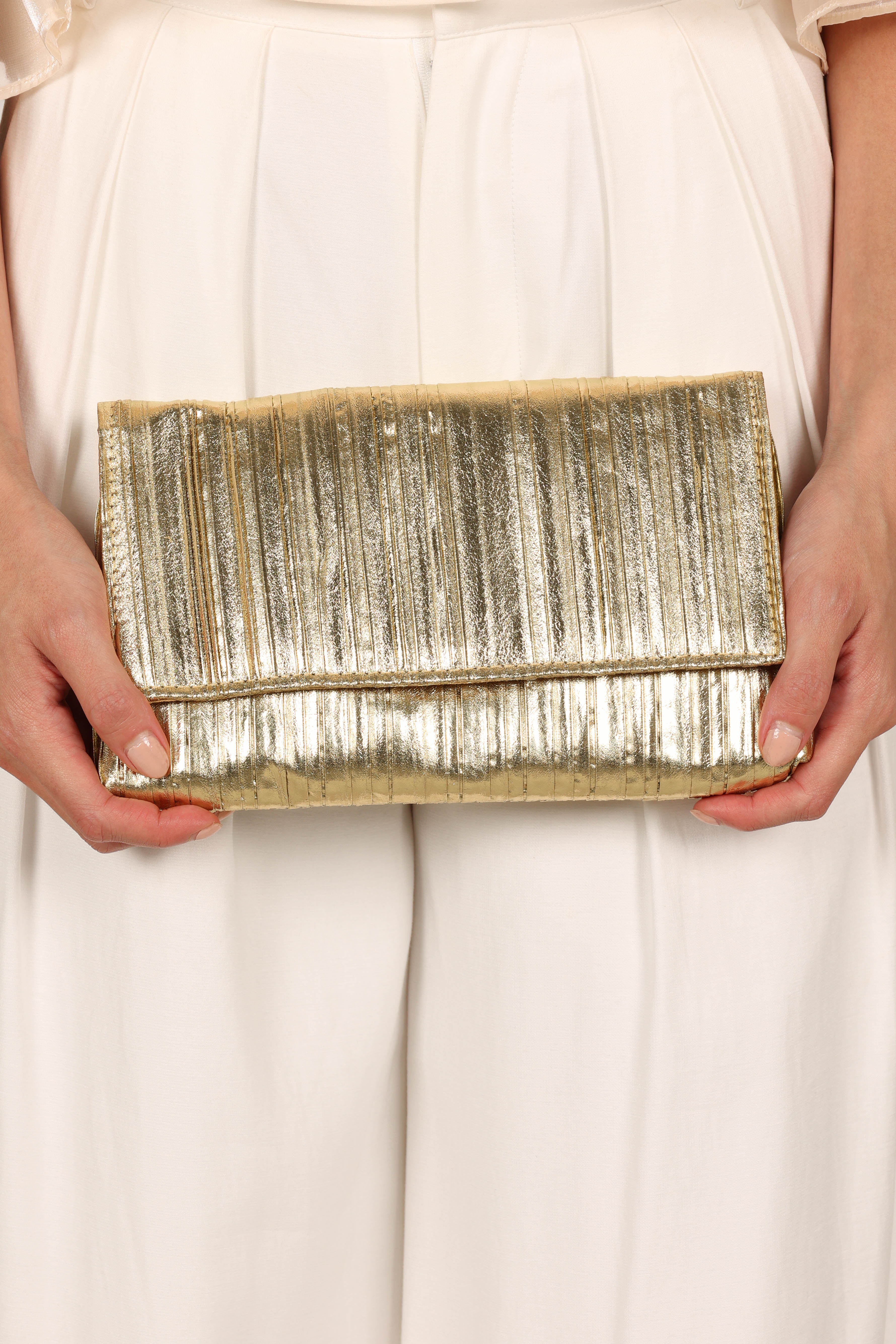 Gemma Ruched Clutch - Gold - Image 4