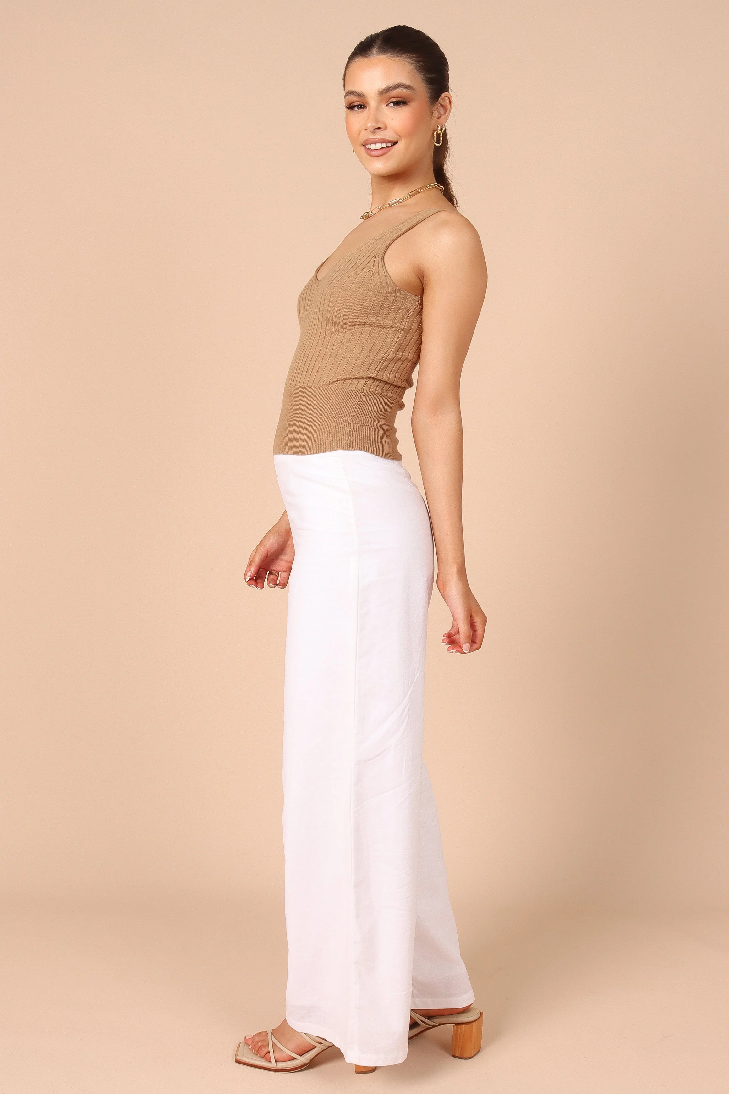 Gemma V Neck Tank Top - Camel - Image 7