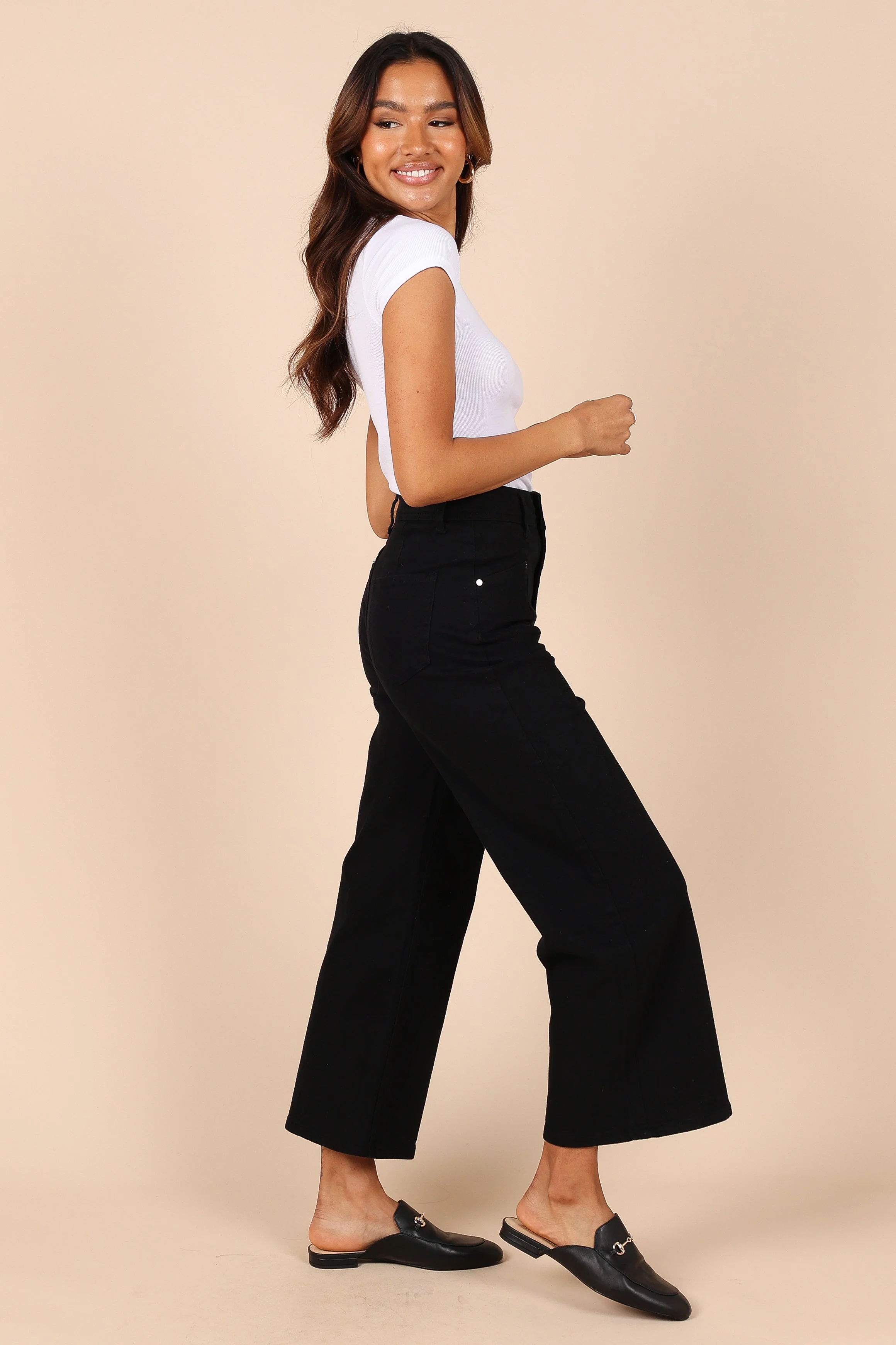 Georgette High Waisted Straight Leg Pants - Black - Image 7