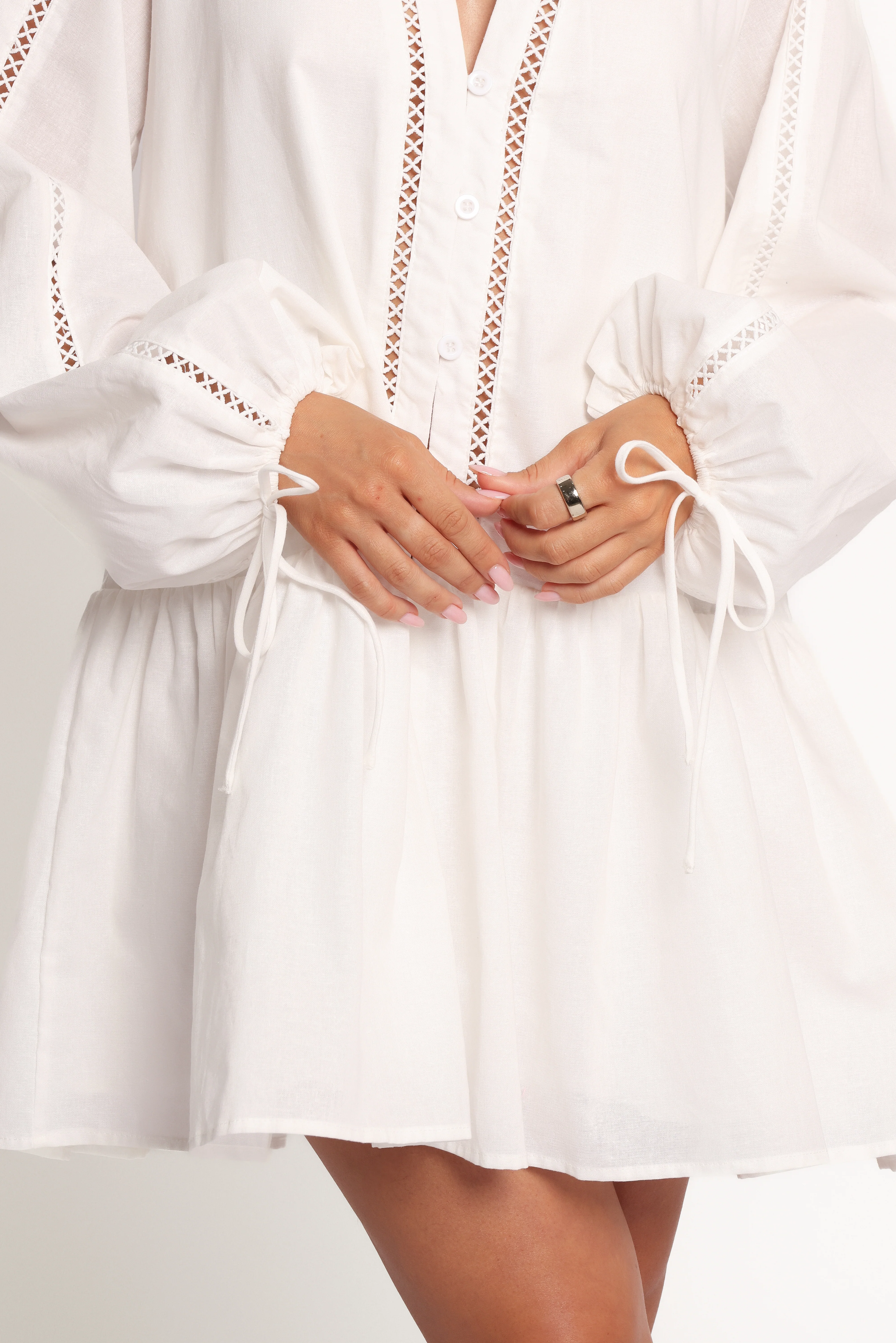 Hart Long Sleeve Mini Dress - White - Image 6