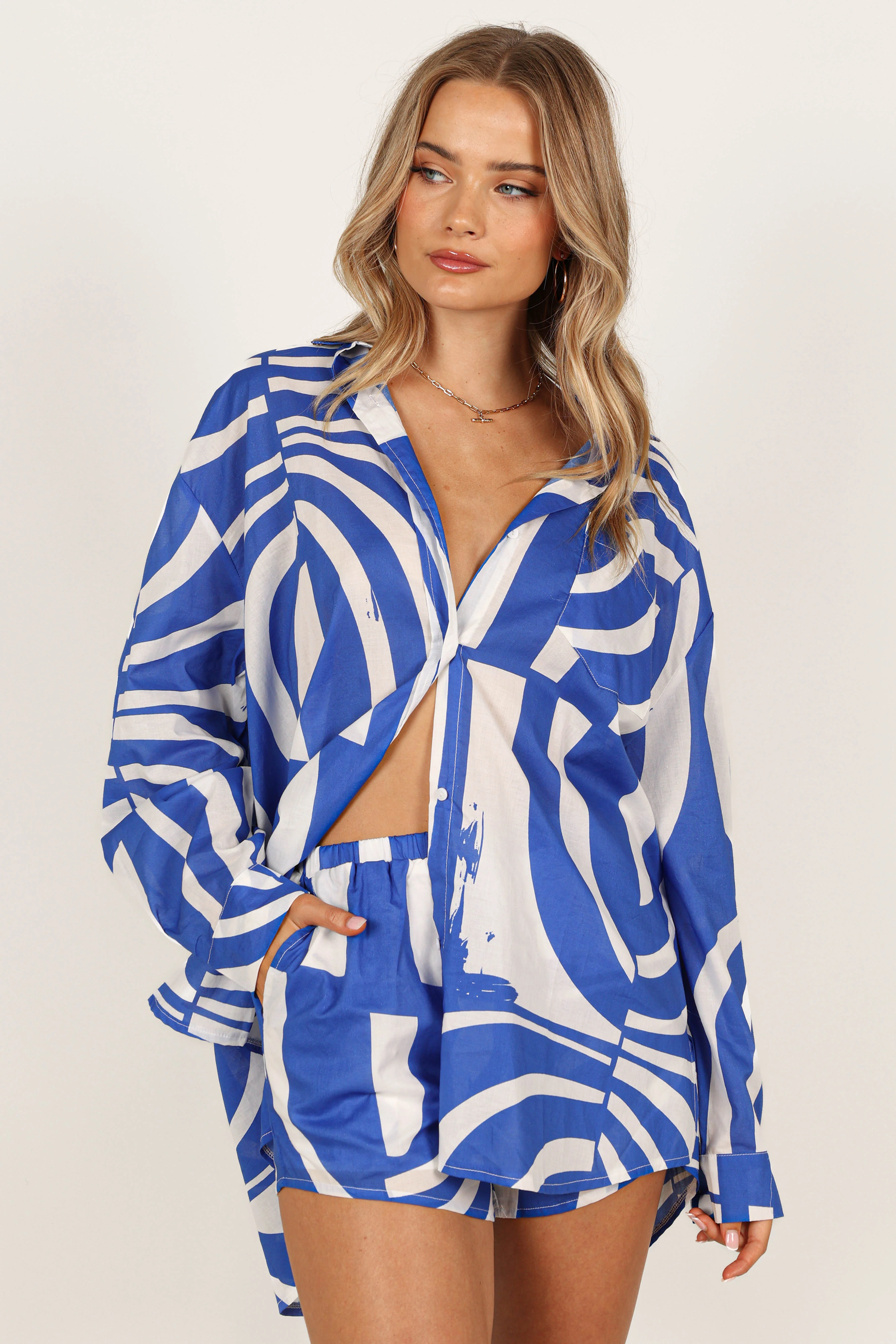 Heather Cotton Short - Blue Print - Image 3