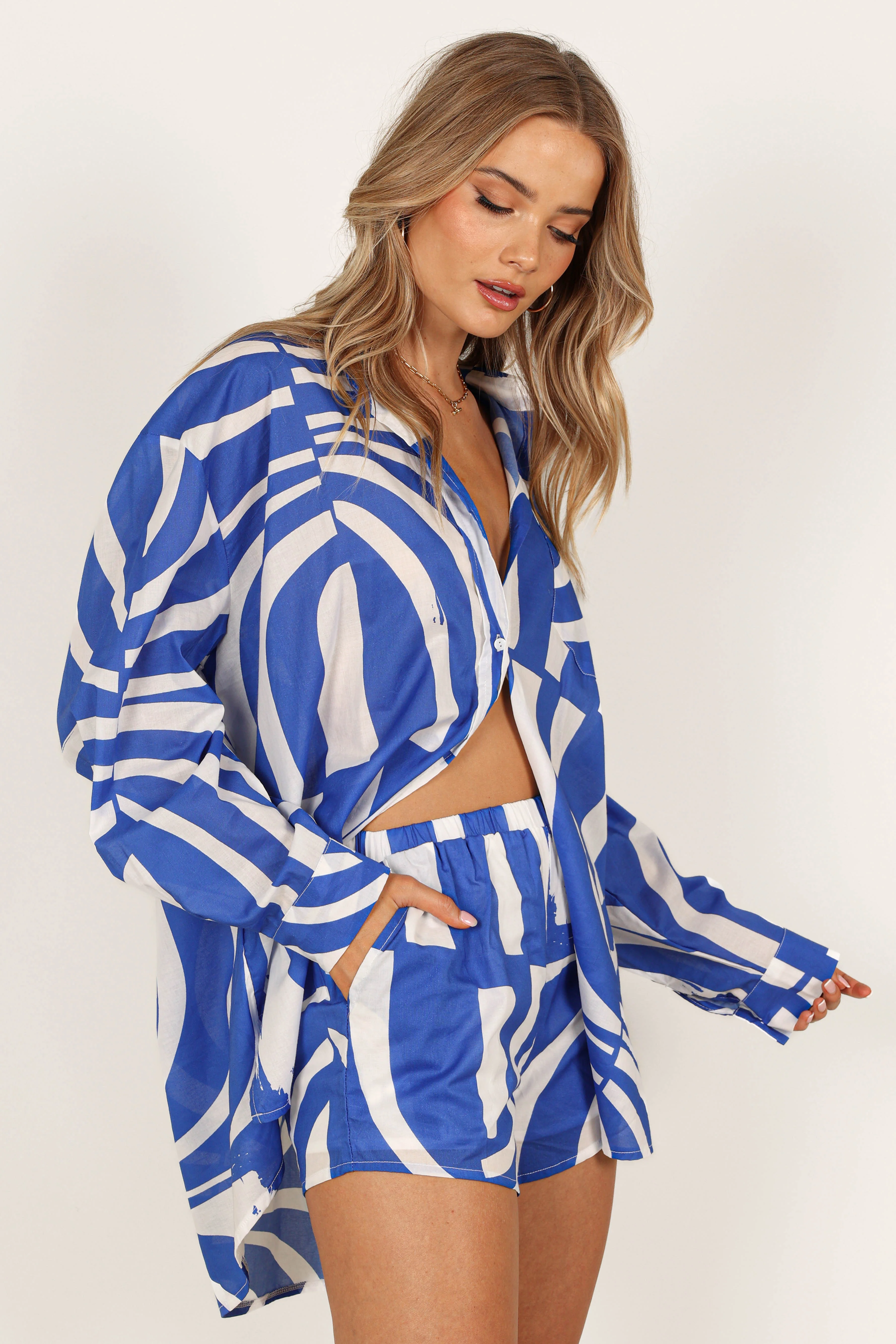 Heather Cotton Short - Blue Print - Image 8