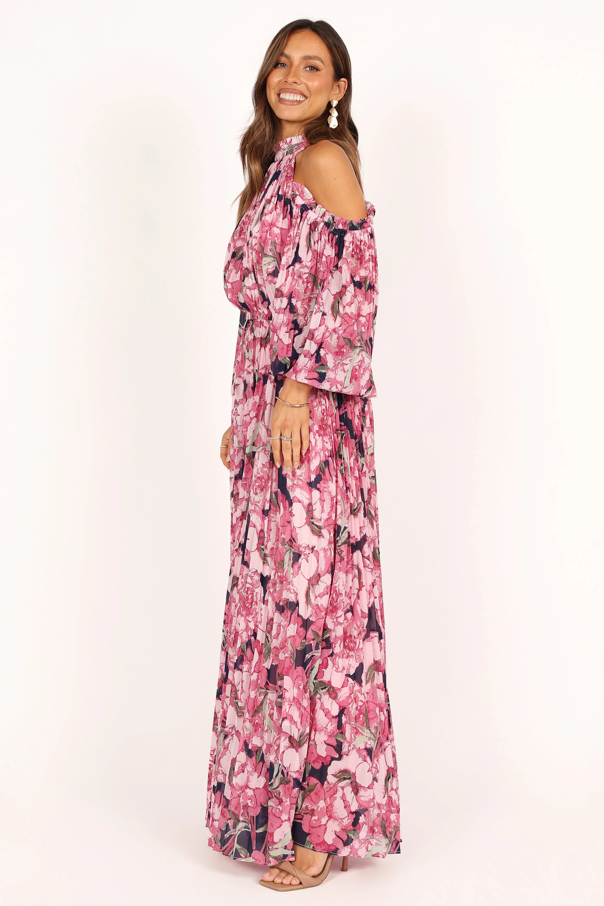 Hilary Pleated Maxi Dress - Pink Floral - Image 5