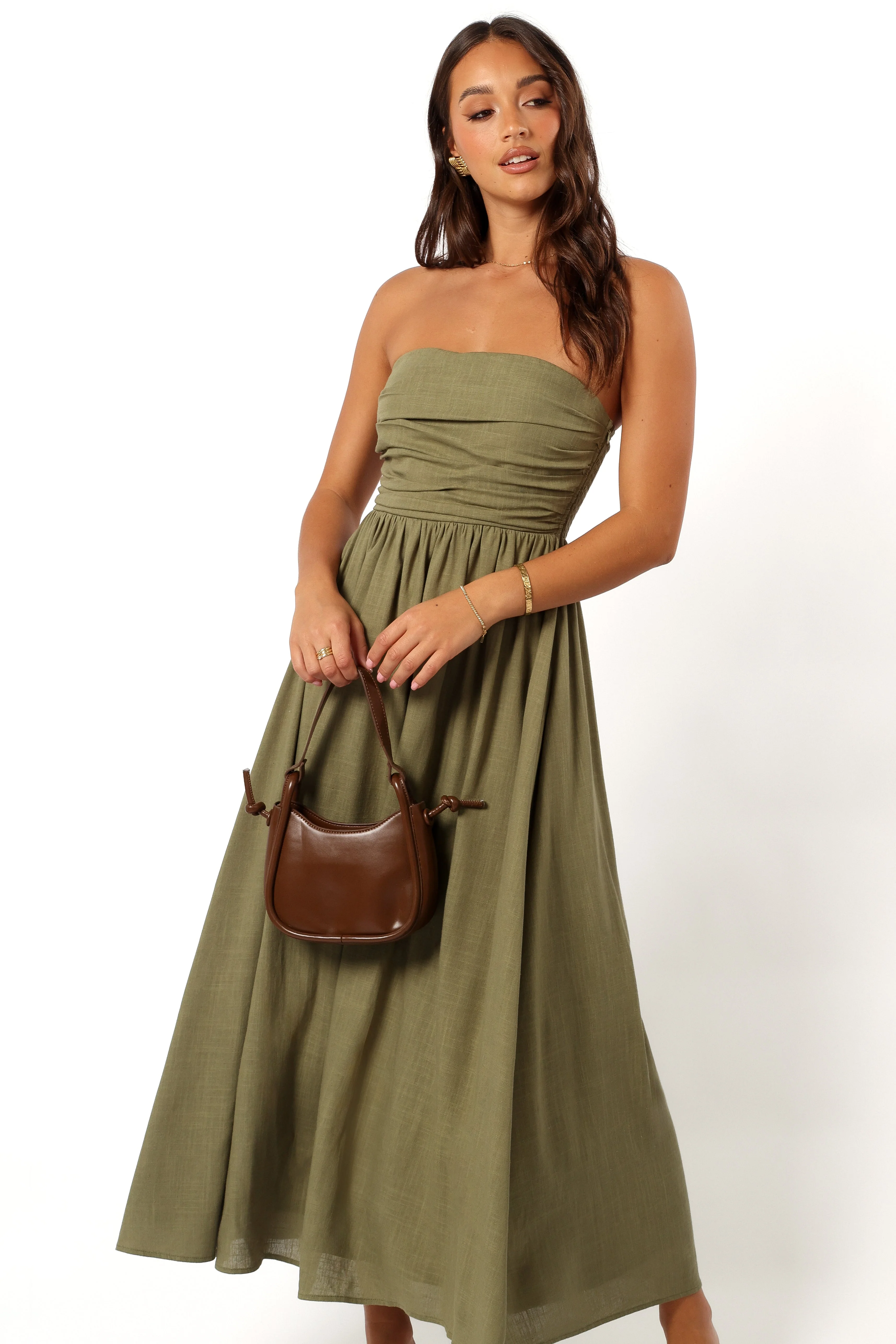 Kayt Strapless Dress - Olive Green - Image 10