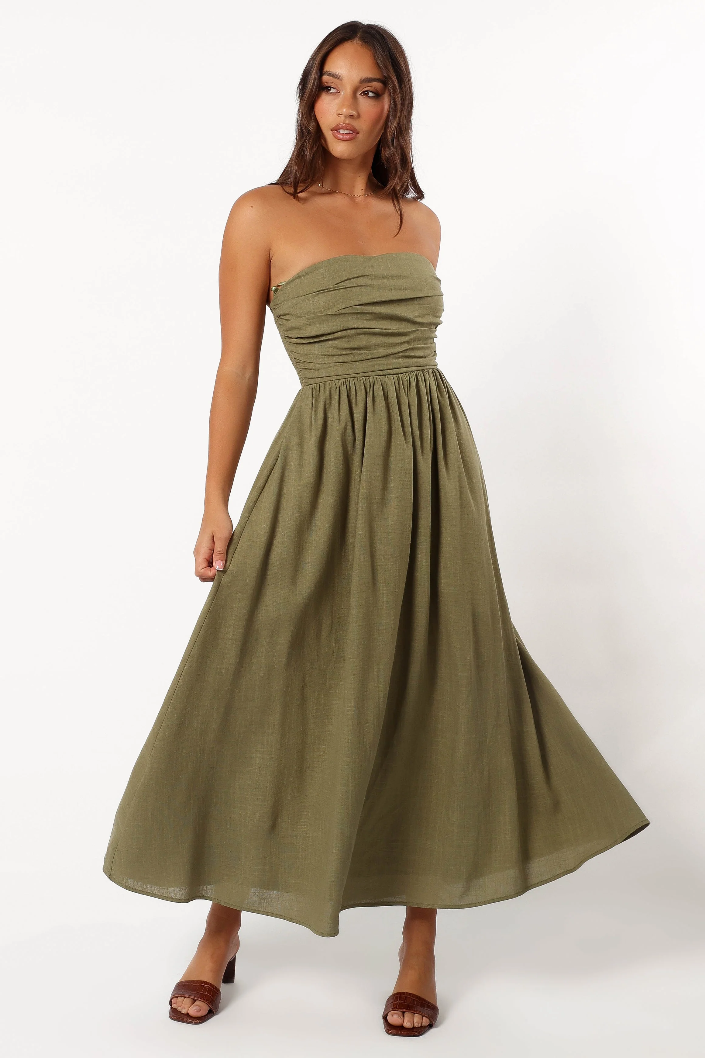 Kayt Strapless Dress - Olive Green - Image 4