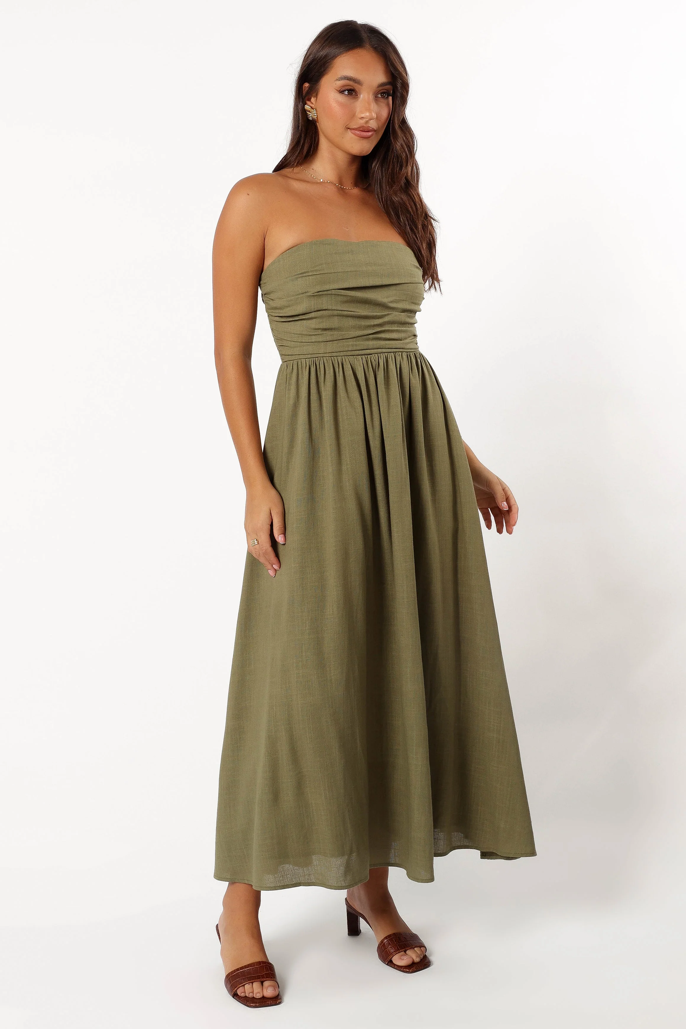 Kayt Strapless Dress - Olive Green - Image 5
