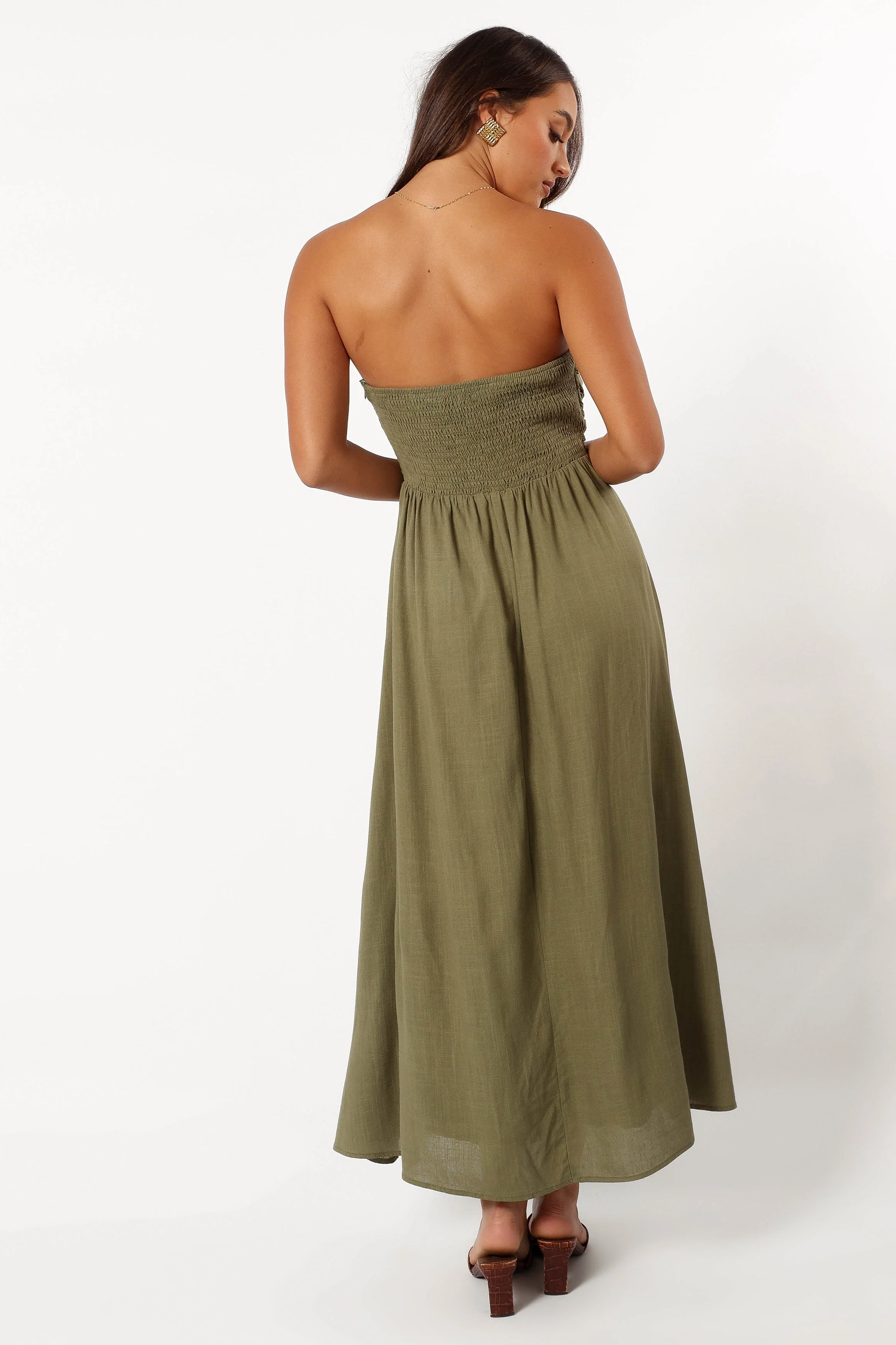 Kayt Strapless Dress - Olive Green - Image 6
