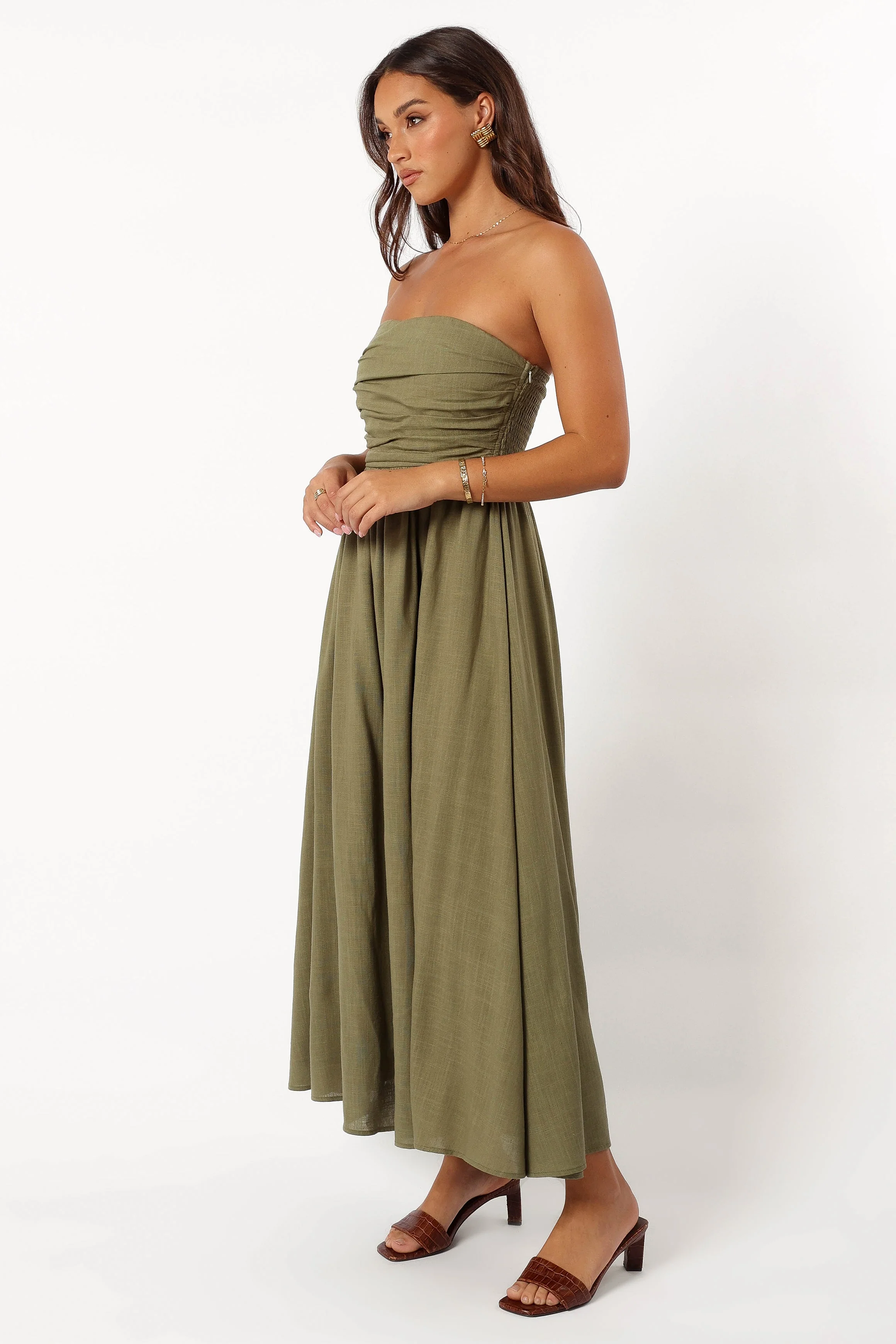Kayt Strapless Dress - Olive Green - Image 8