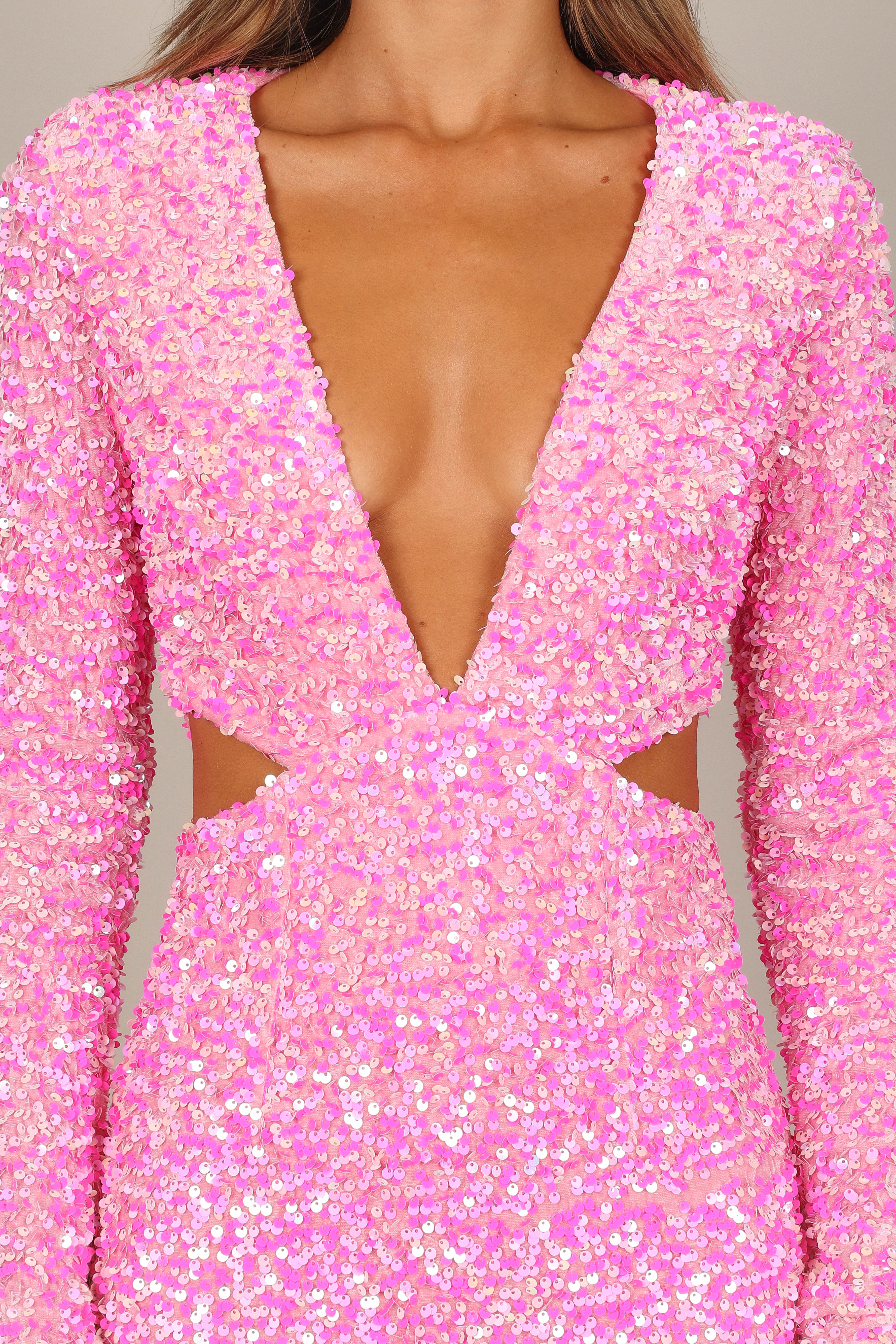 Kelly Long Sleeve Sequin Mini Dress - Berry - Image 5