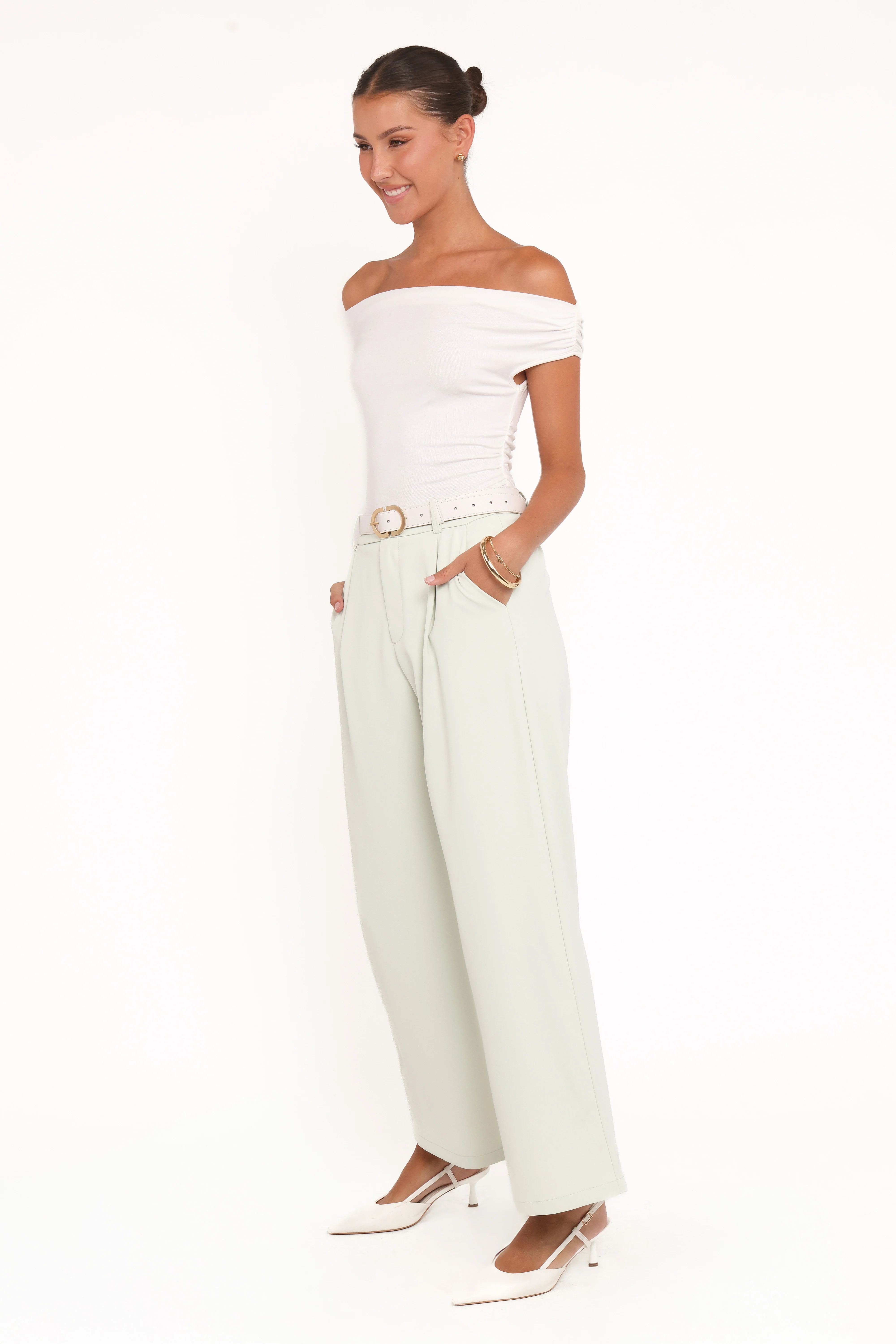 Lia Wide Leg Pant - Sage Green - Image 3