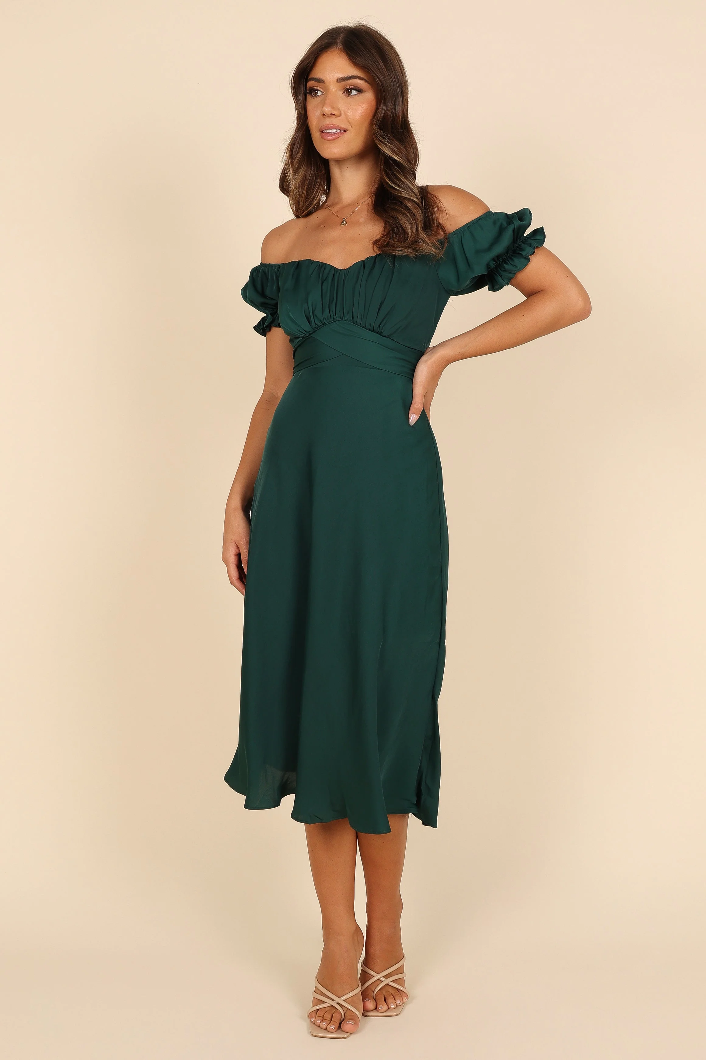 Mickenna Sweetheart Frill Midi Dress - Emerald - Image 4