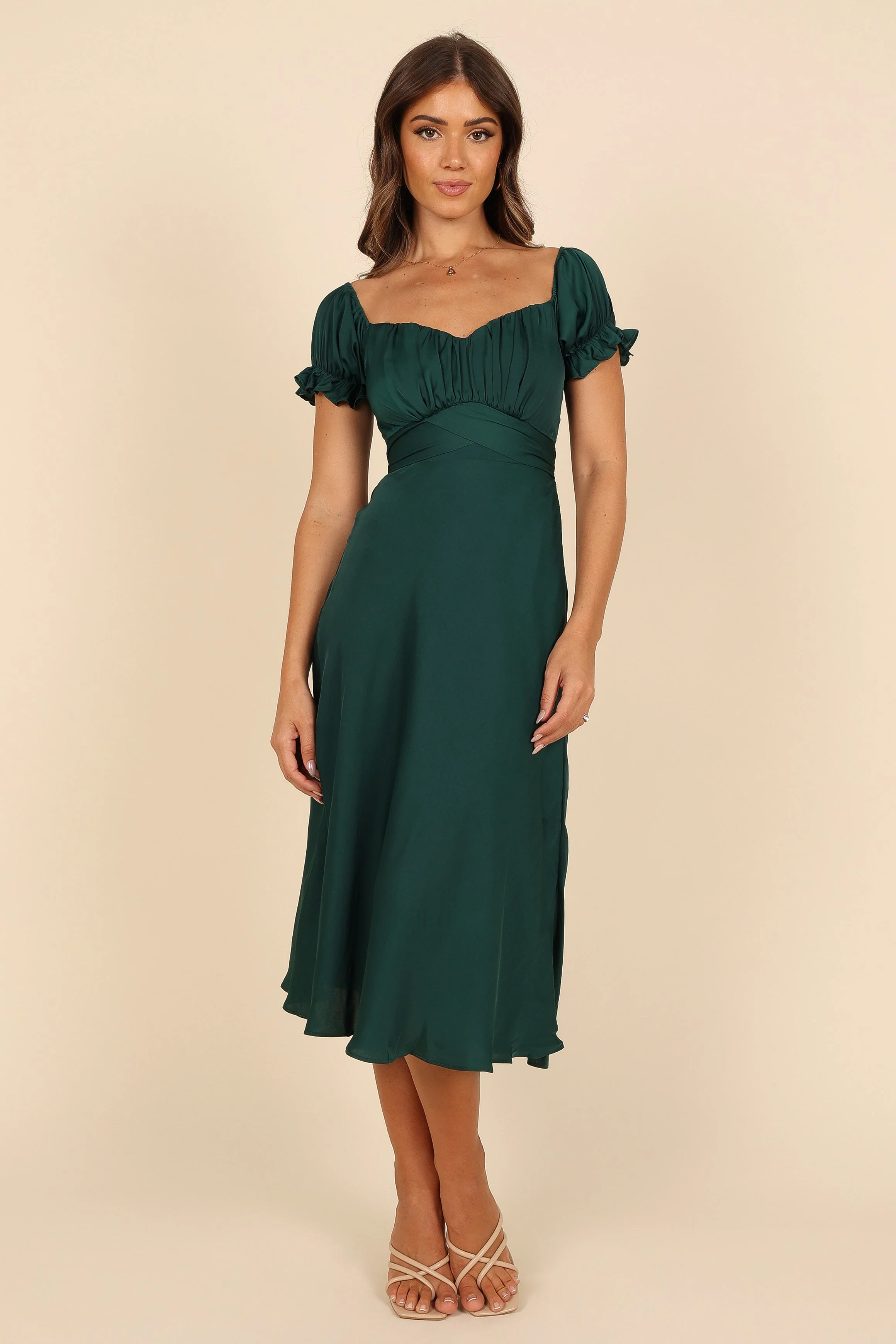 Mickenna Sweetheart Frill Midi Dress - Emerald - Image 7