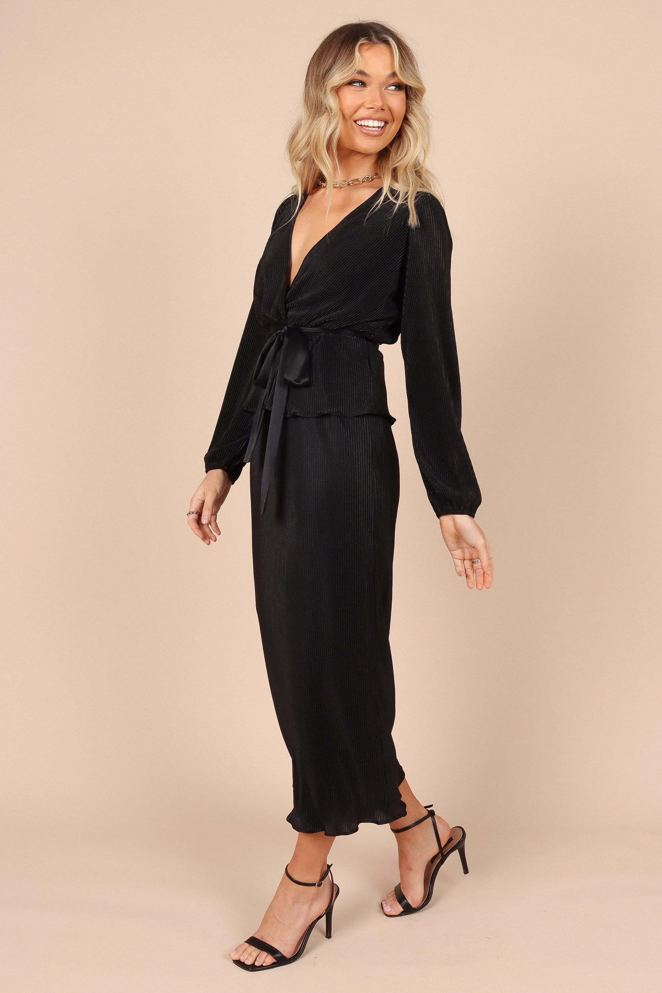 Minelli Pleat Midi Skirt - Black - Image 6