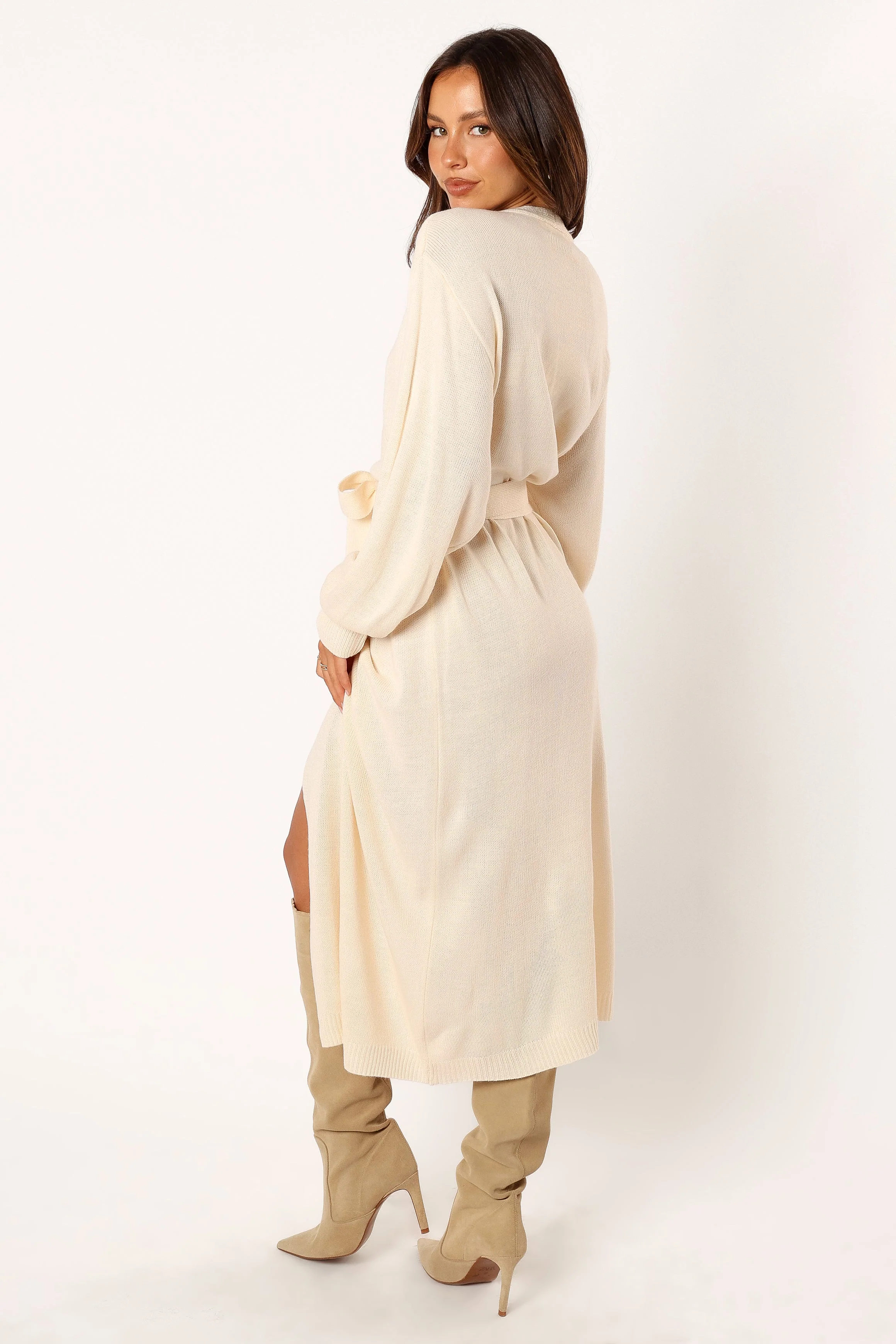 Nova Wrap Knit Midi Dress - Taupe - Image 5