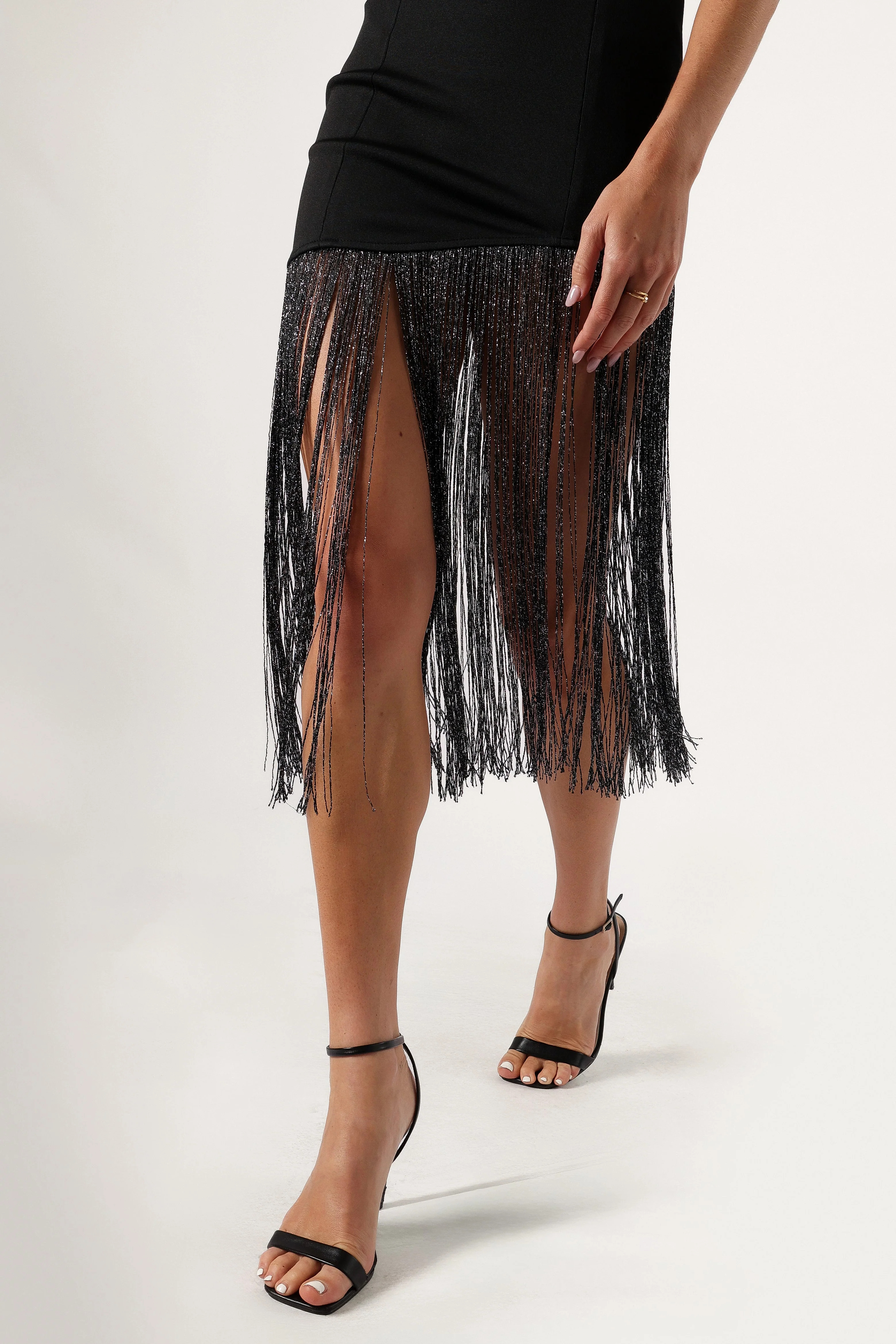 Padam Strapless Midi Dress - Black - Image 7