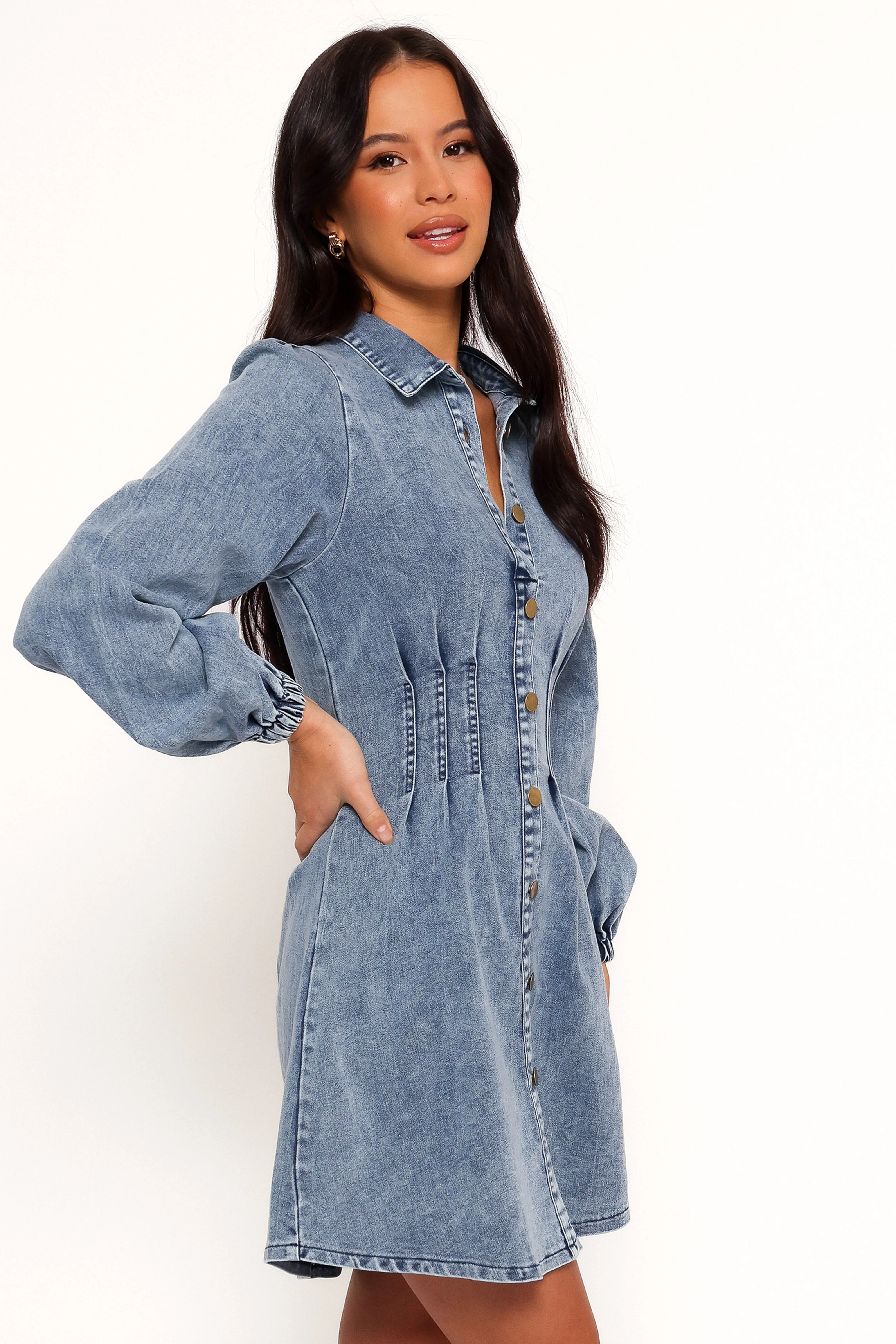 Phoenix Long Sleeve Mini Dress - Denim - Image 6