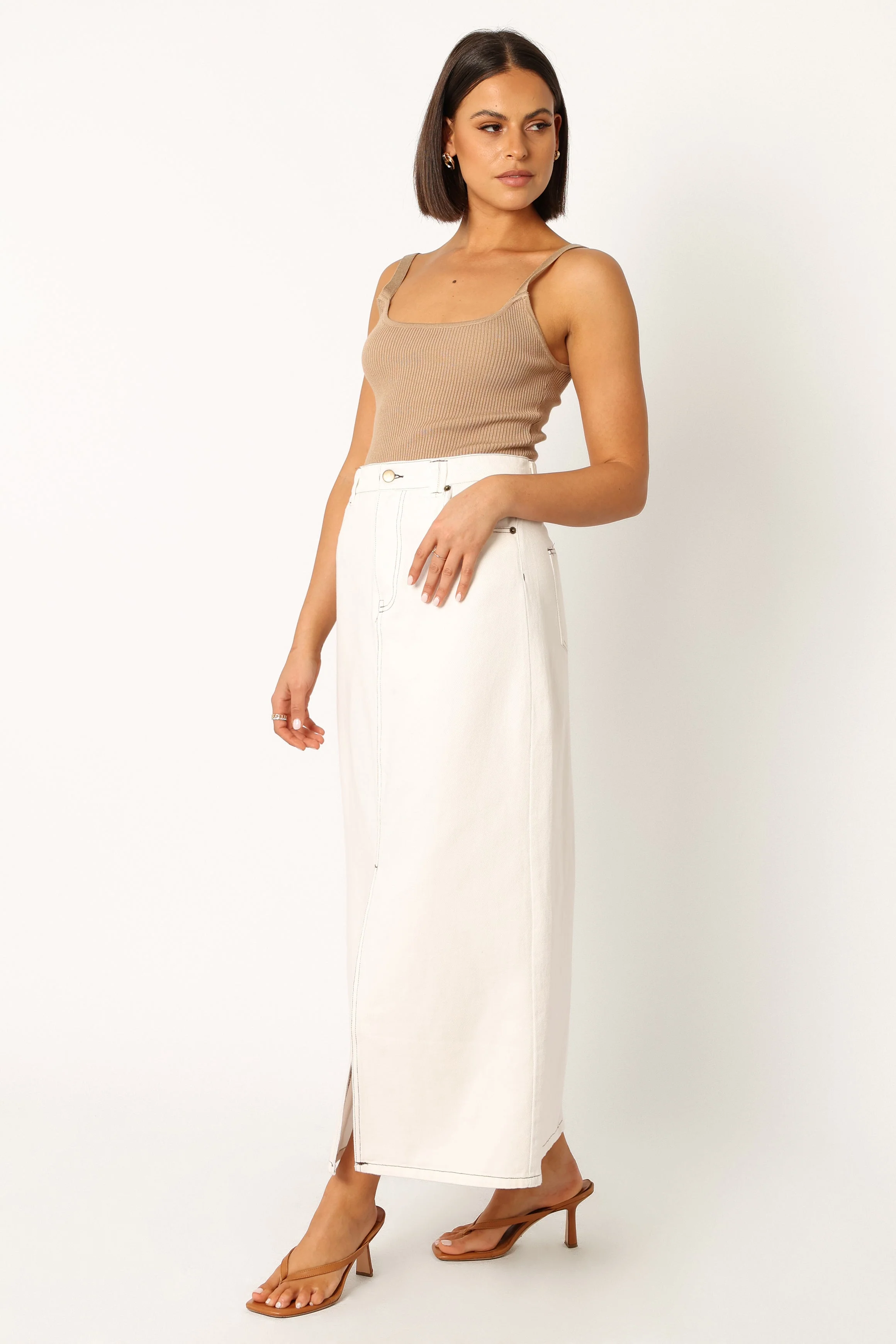 Rana Denim Midi Skirt - White - Image 6
