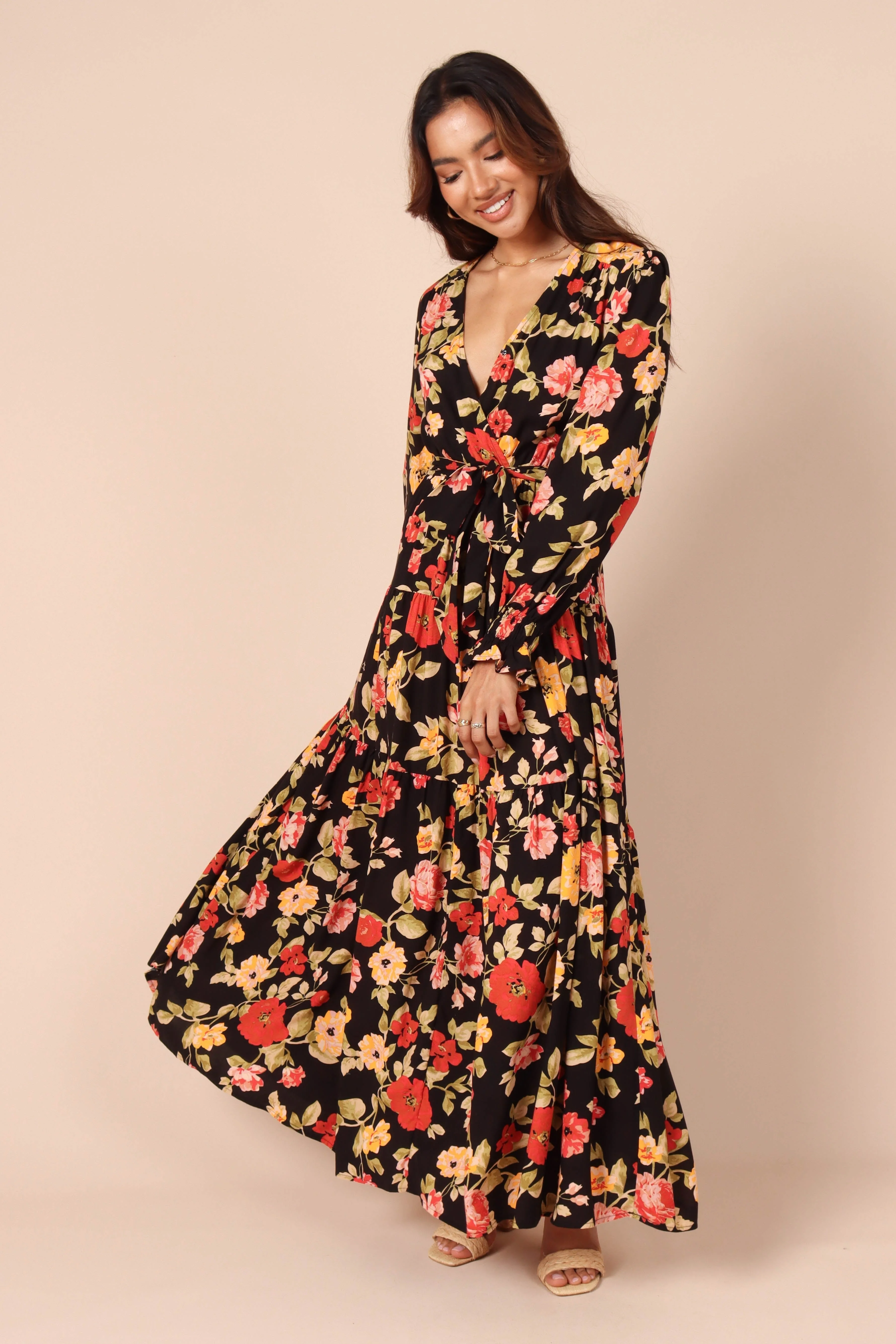 Ruana Maxi Dress - Black Floral - Image 8