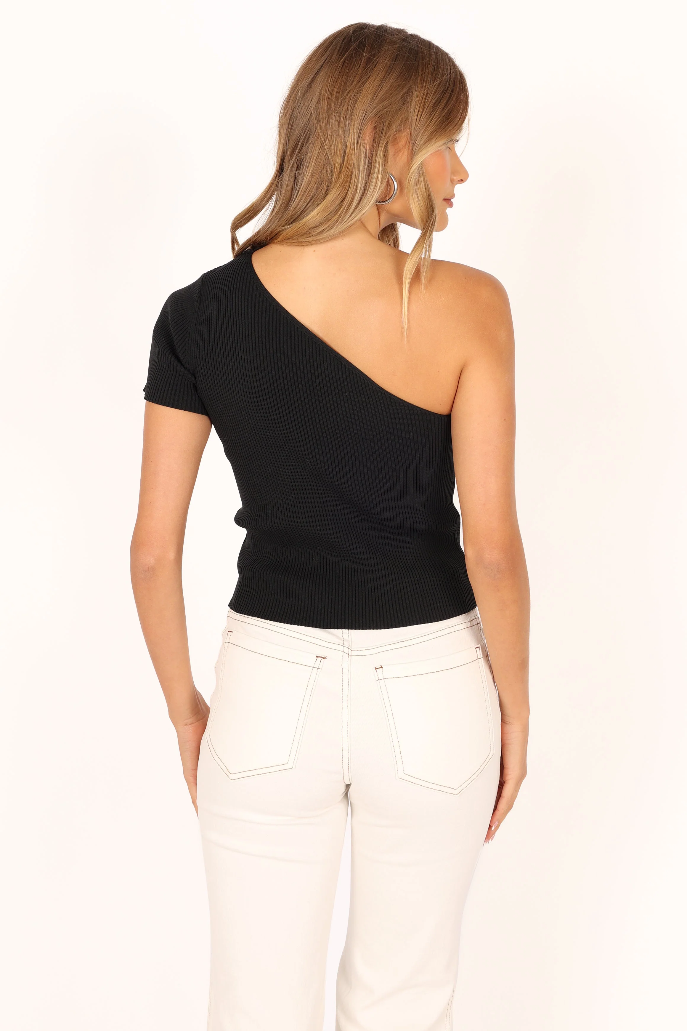 Saige One Shoulder Top - Black - Image 7
