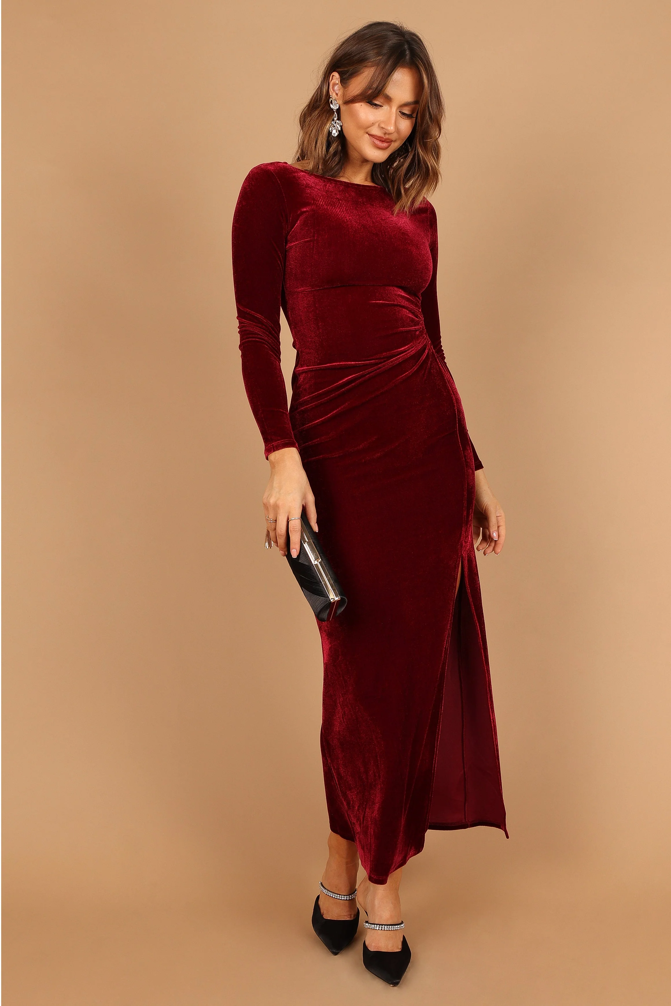 Sarine Long Sleeve Maxi Dress - Wine - Image 3