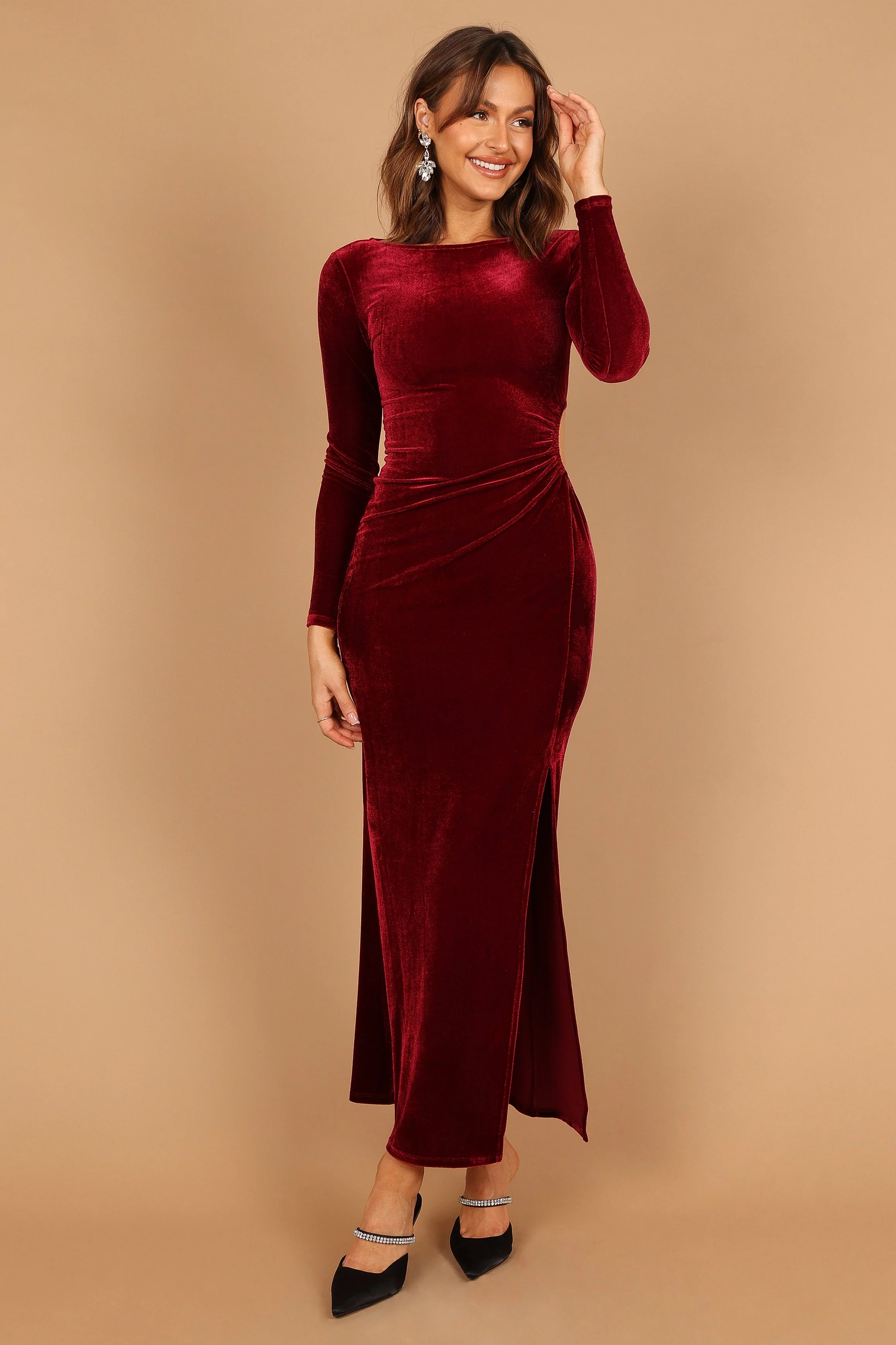 Sarine Long Sleeve Maxi Dress - Wine - Image 8