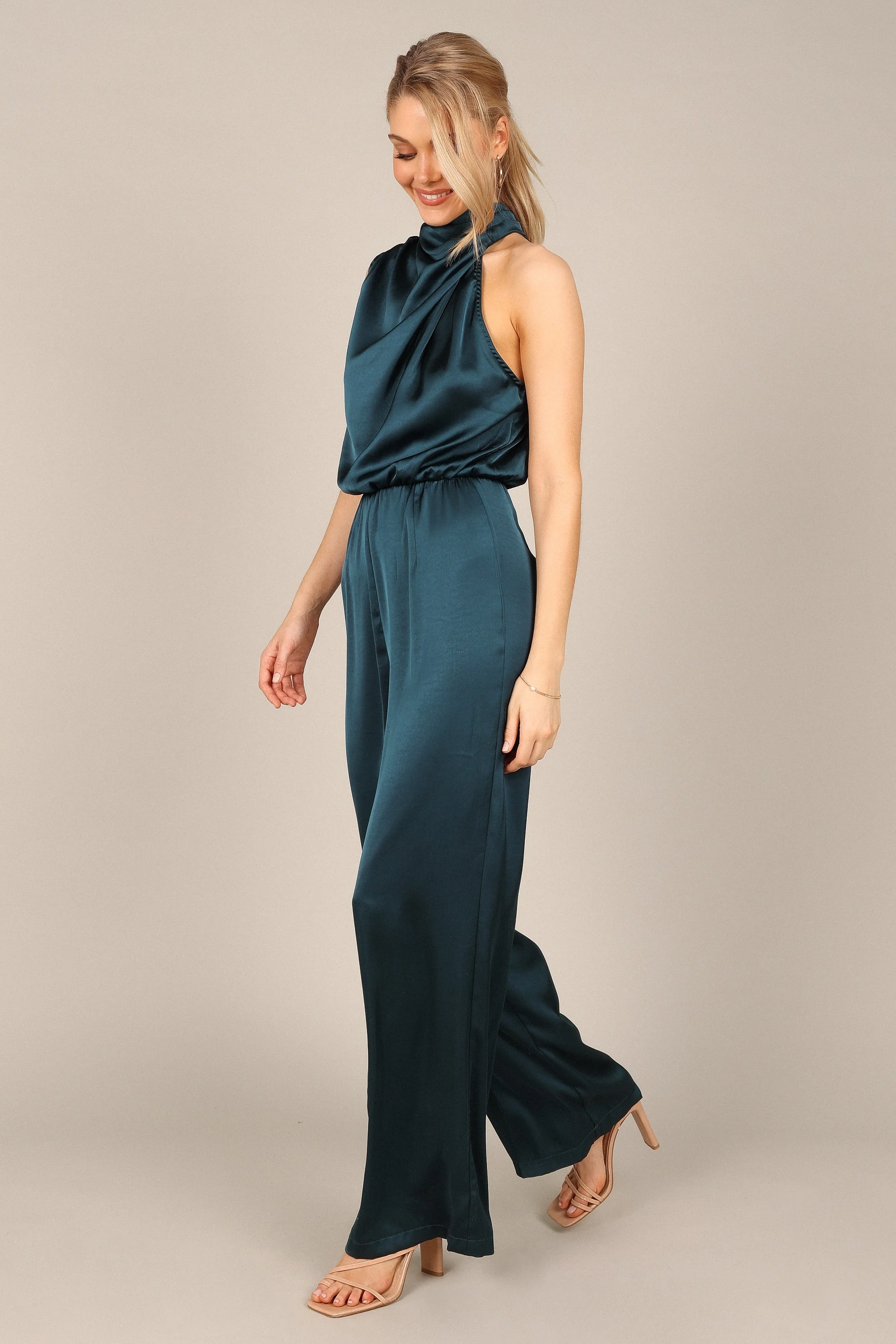 Savannah One Shoulder Jumpsuit - Teal - Image 3
