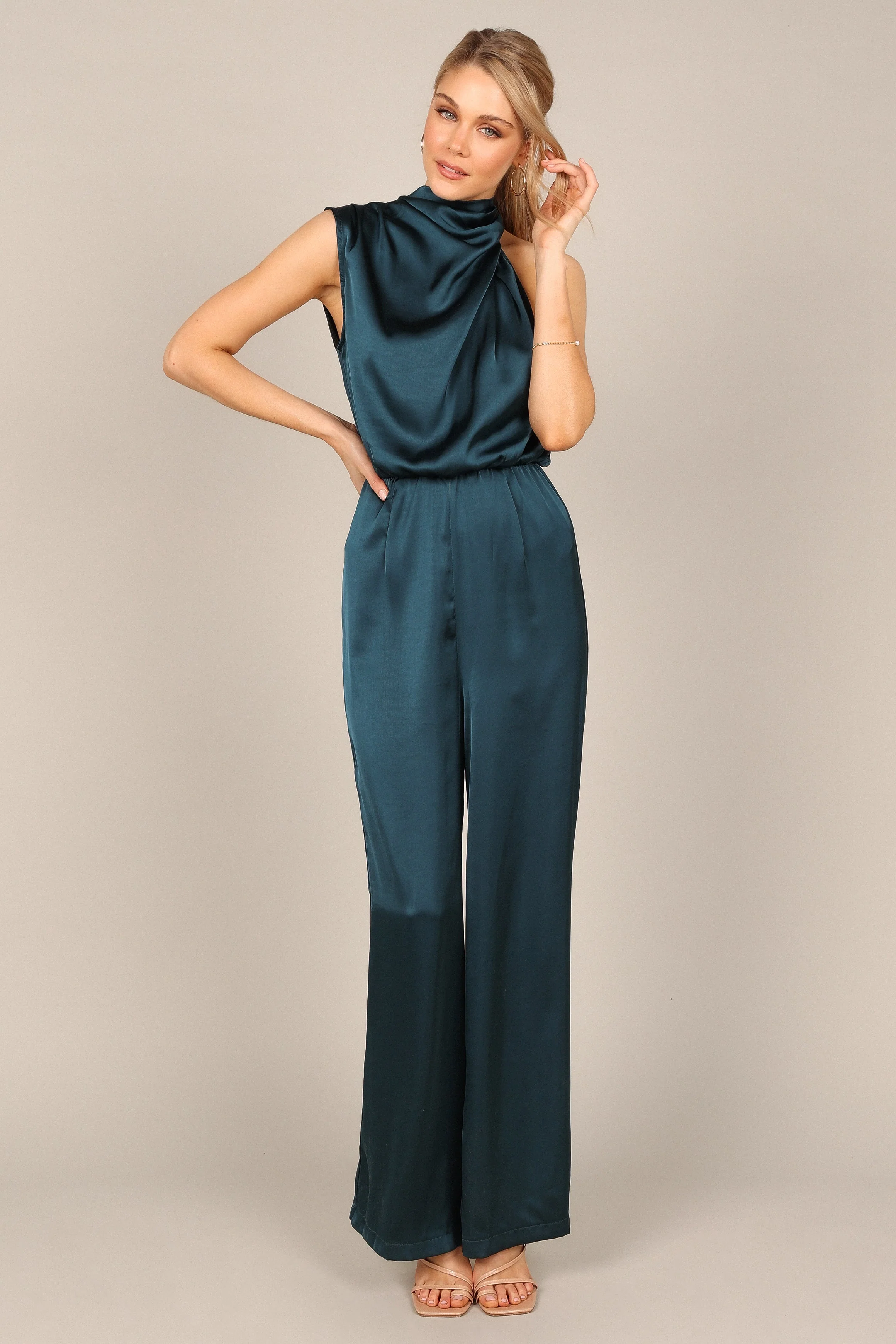 Savannah One Shoulder Jumpsuit - Teal - Image 8