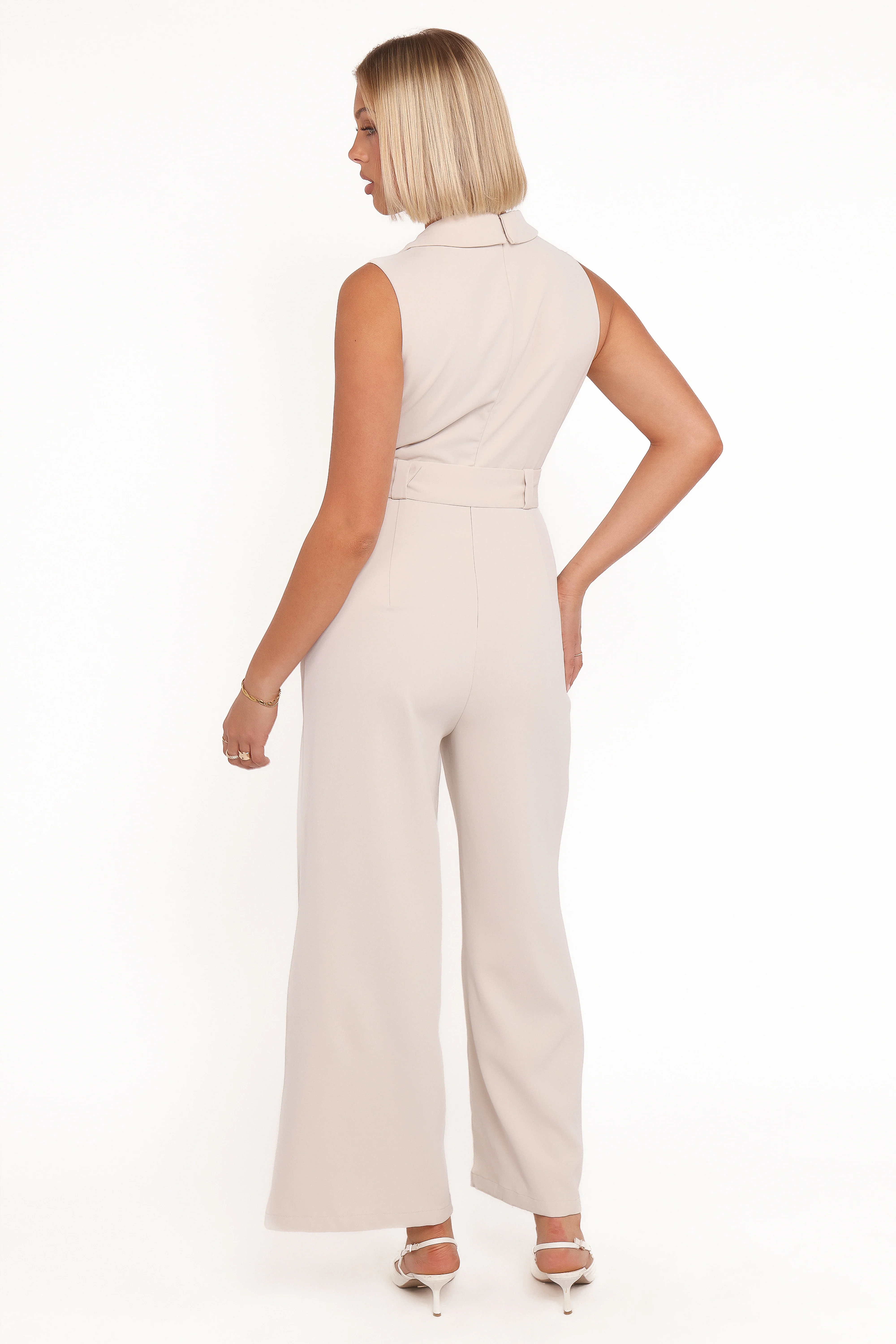 Sienna Belted Jumpsuit - Beige - Image 4