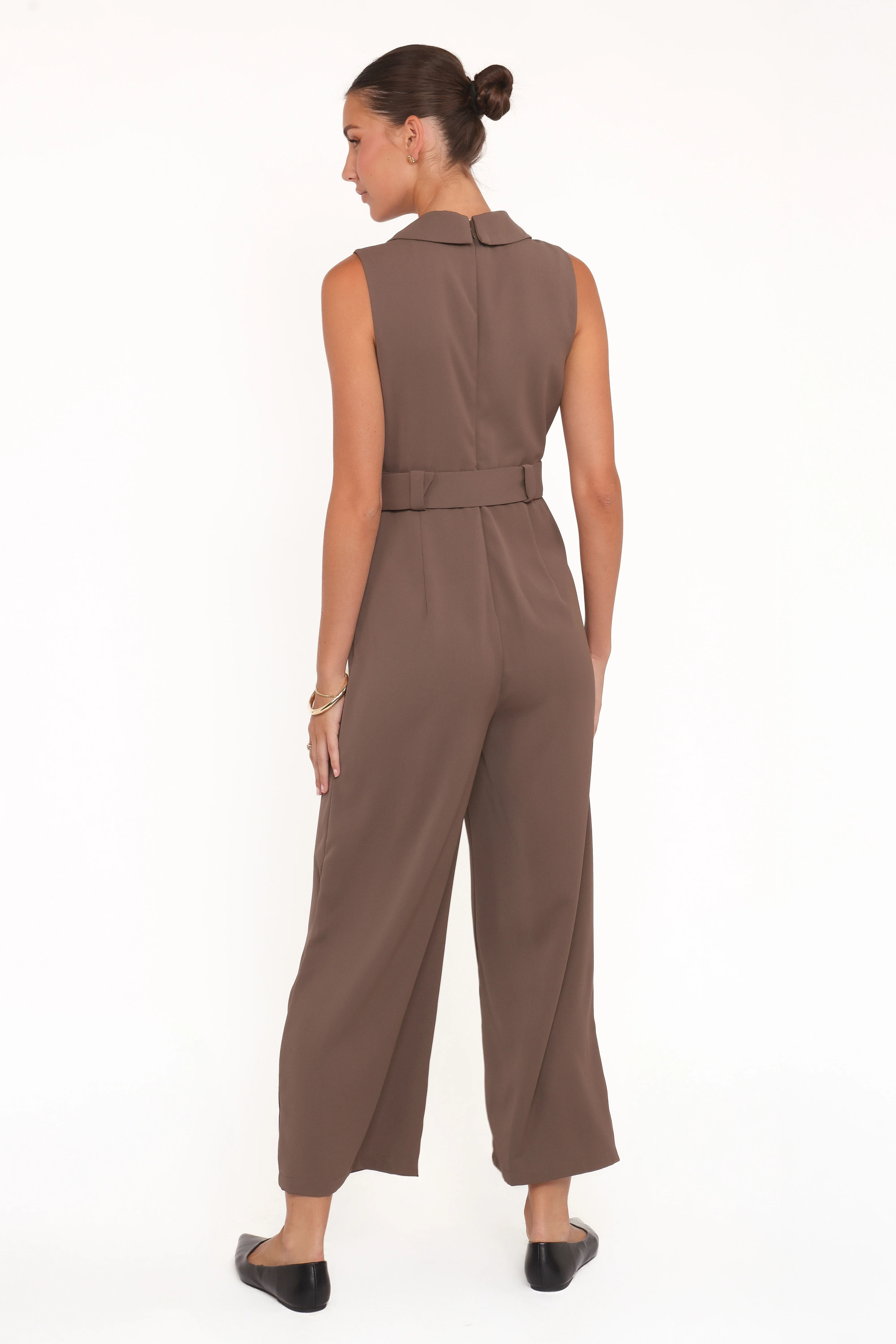 Sienna Belted Jumpsuit - Khaki Brown - Image 4